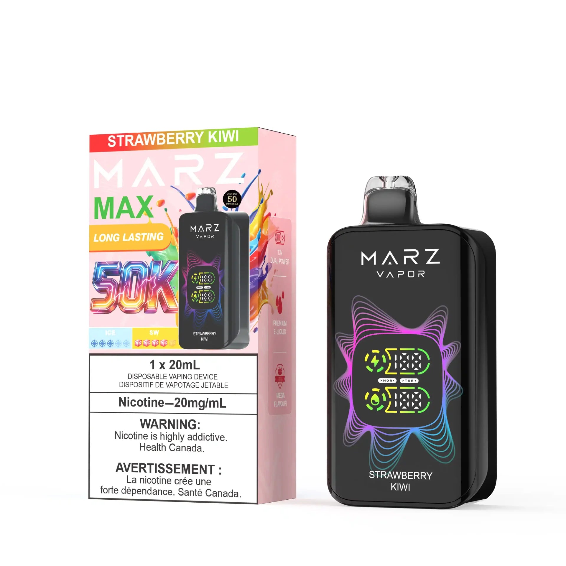 Strawberry Kiwi Marz Max - Disposable E-Cig 50K (Bold 50)