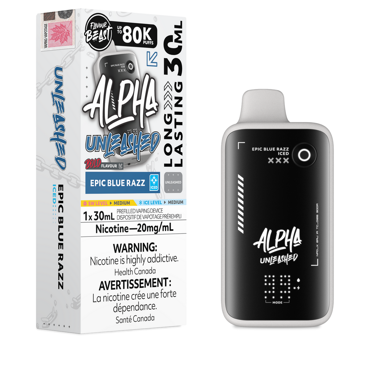 Epic Blue Razz Iced Flavour Beast Alpha Unleashed - Disposable Vape 80K