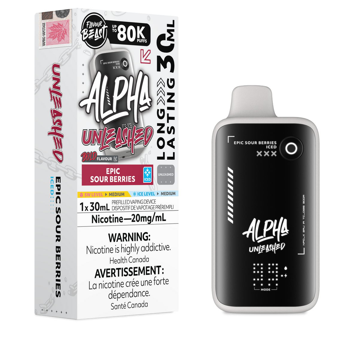Epic Sour Berries Iced Flavour Beast Alpha Unleashed - Disposable Vape 80K