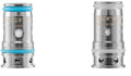 Two silver Aspire AVP Pro coils, one with a blue ring (0.65Ω) and one with a clear ring (1.15Ω).