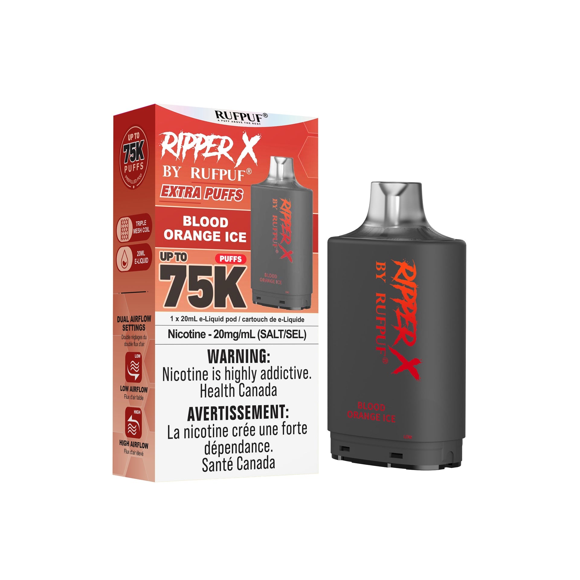 Blood Orange Ice Rufpuf Ripper X Pods 75K by RIPPER X BY RUFPUF