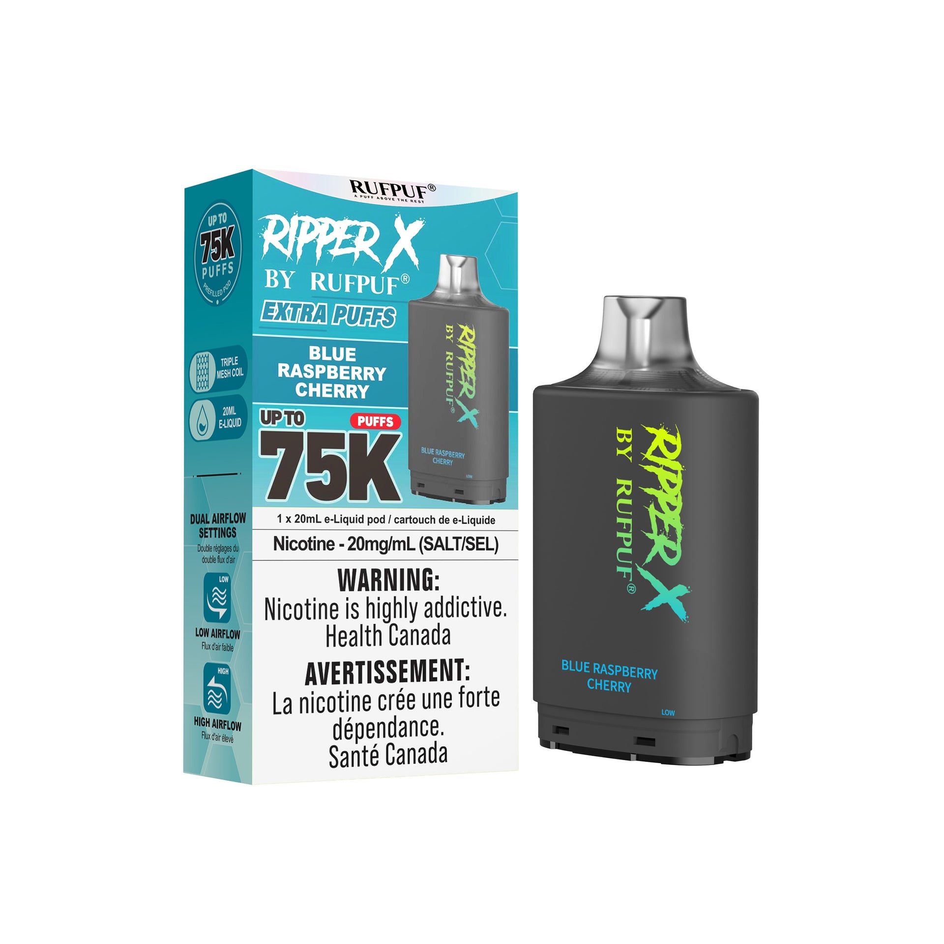 Blue Raspberry Cherry Rufpuf Ripper X Pods 75K by RIPPER X BY RUFPUF