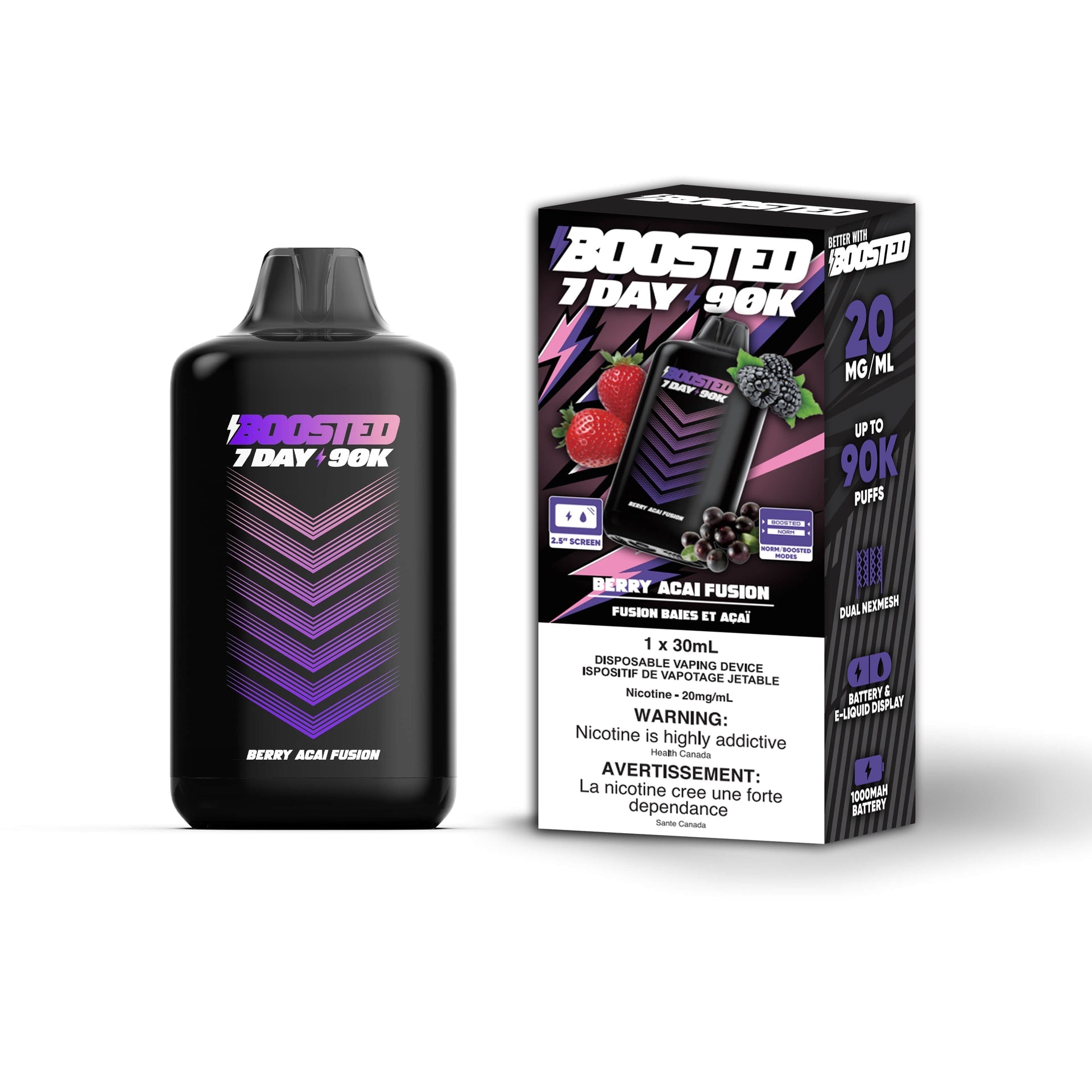 Berry Acai Fusion Boosted 7 Day 90K - Disposable Vape by BOOSTED