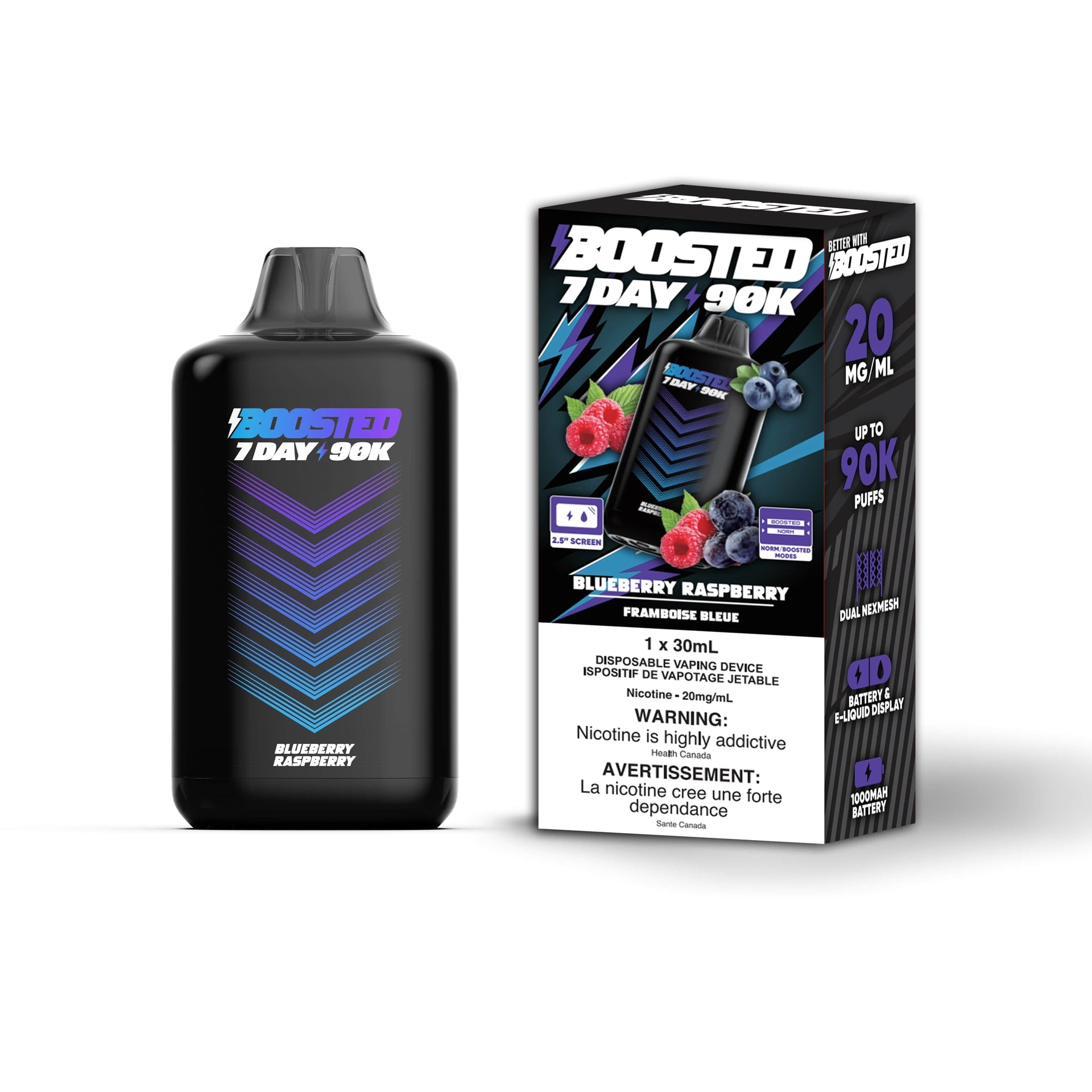 Blueberry Raspberry Boosted 7 Day 90K - Disposable Vape by BOOSTED
