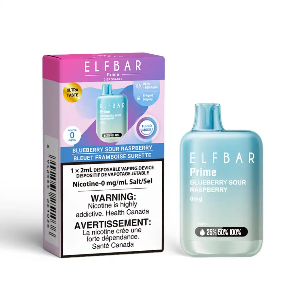 Blueberry Sour Raspberry ELF Bar Prime 1800 Zero Nicotine - Disposable