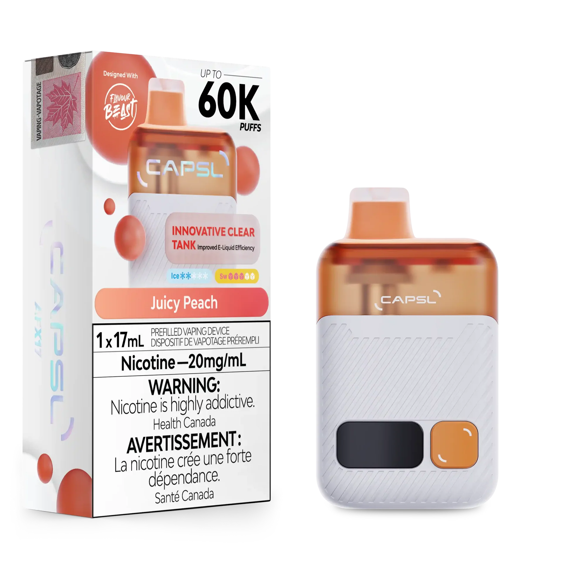 Juicy Peach CAPSL - AFX17 Disposable 60K by CAPSL
