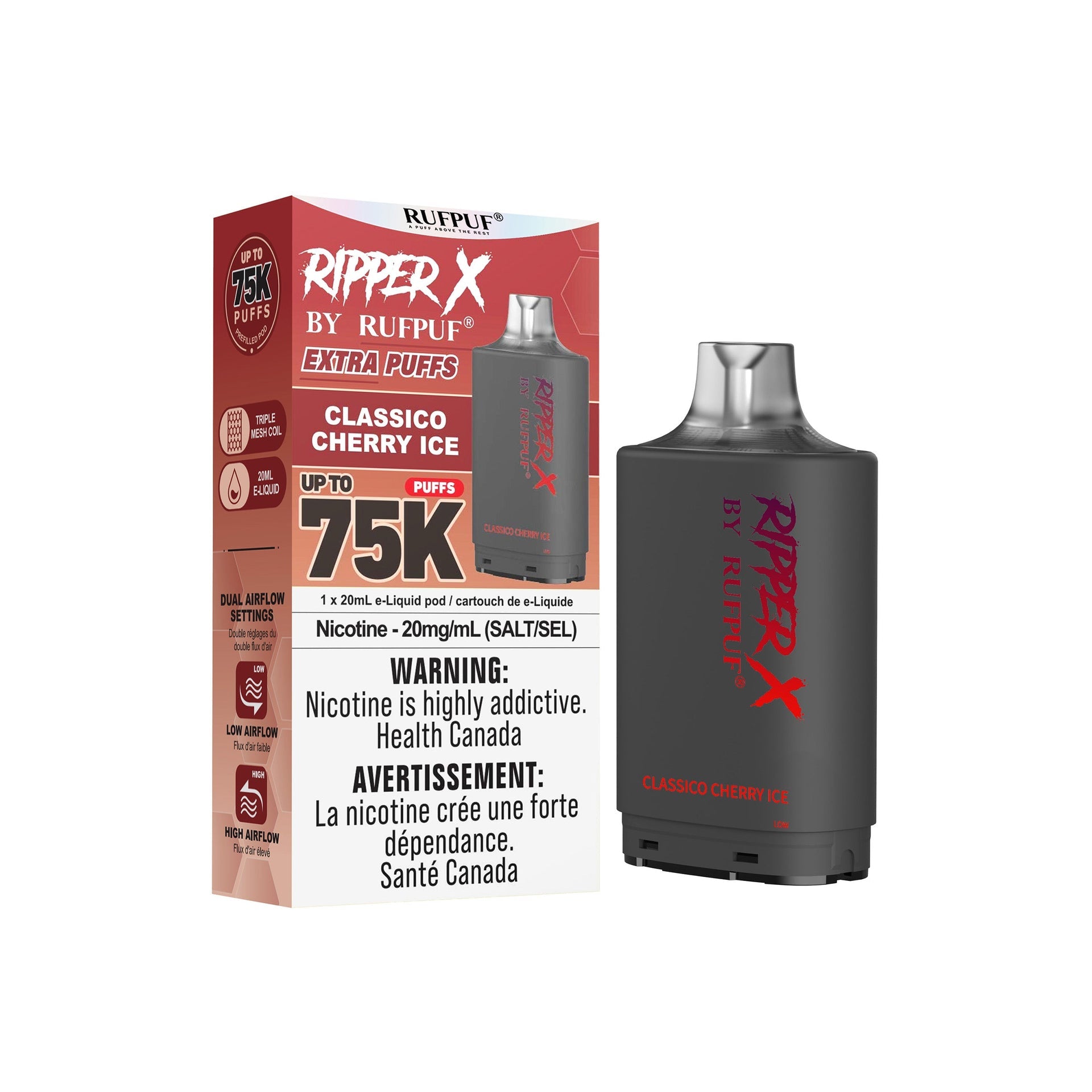 Classico cherry ice Rufpuf Ripper X Pods 75K by RIPPER X BY RUFPUF