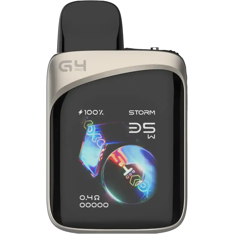 Uwell Caliburn G4 Pro Koko Pod Kit with a black screen displaying "G4 PRO" and "100% STORM 35W".