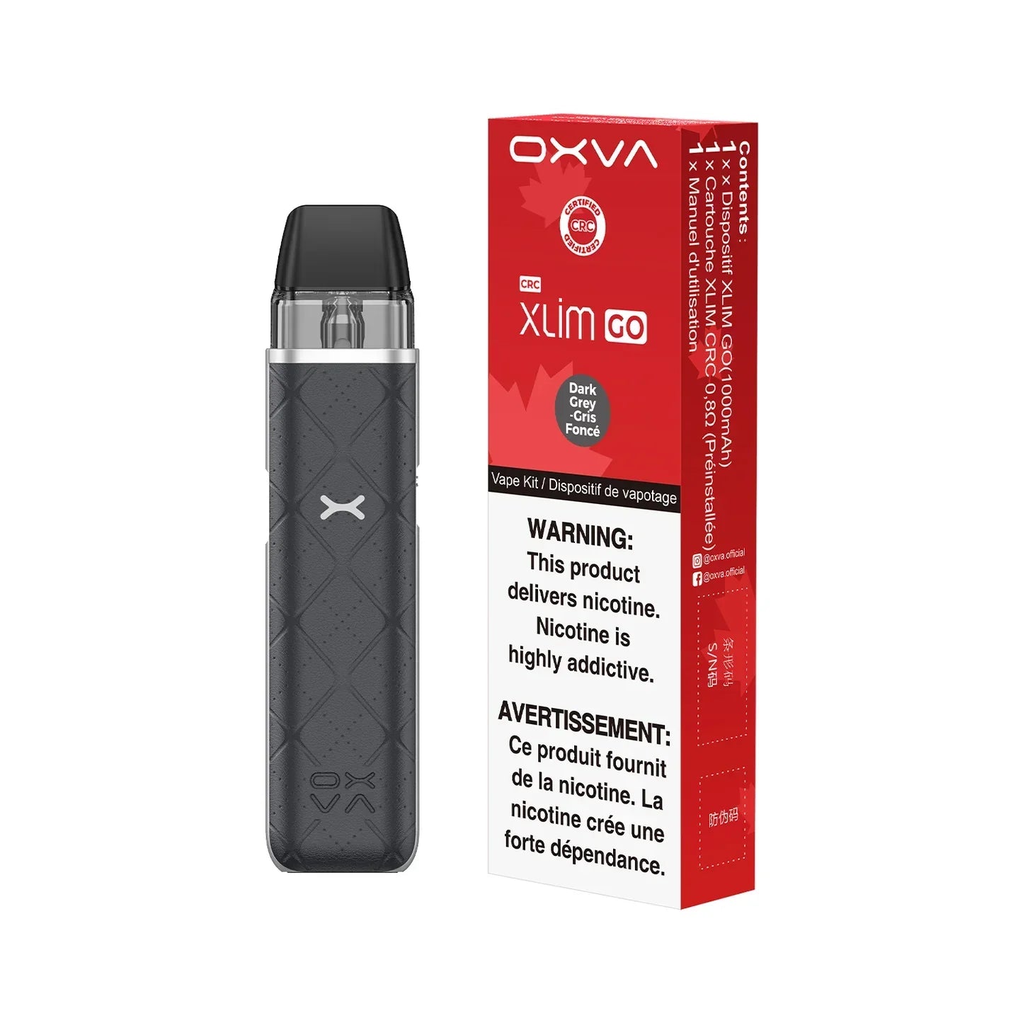 OXVA Xlim GO Pod Kit - Canadian CRC version, available at vapetrader.ca