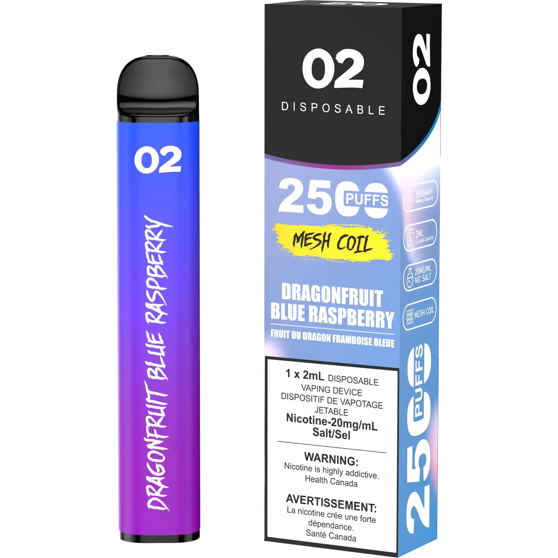 Dragonfruit Blue Raspberry O2 - Disposable 2.5K by O2