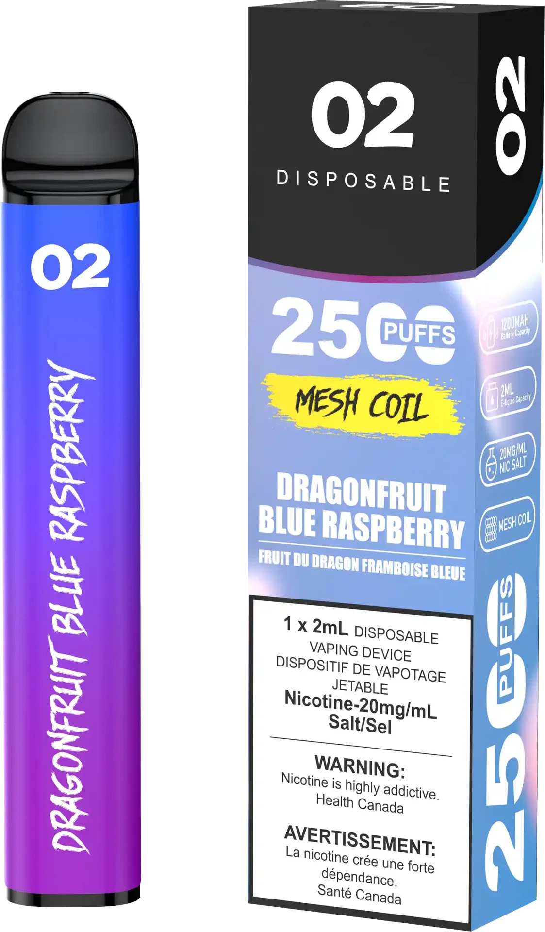 Dragonfruit Blue Raspberry O2 - Disposable 2.5K