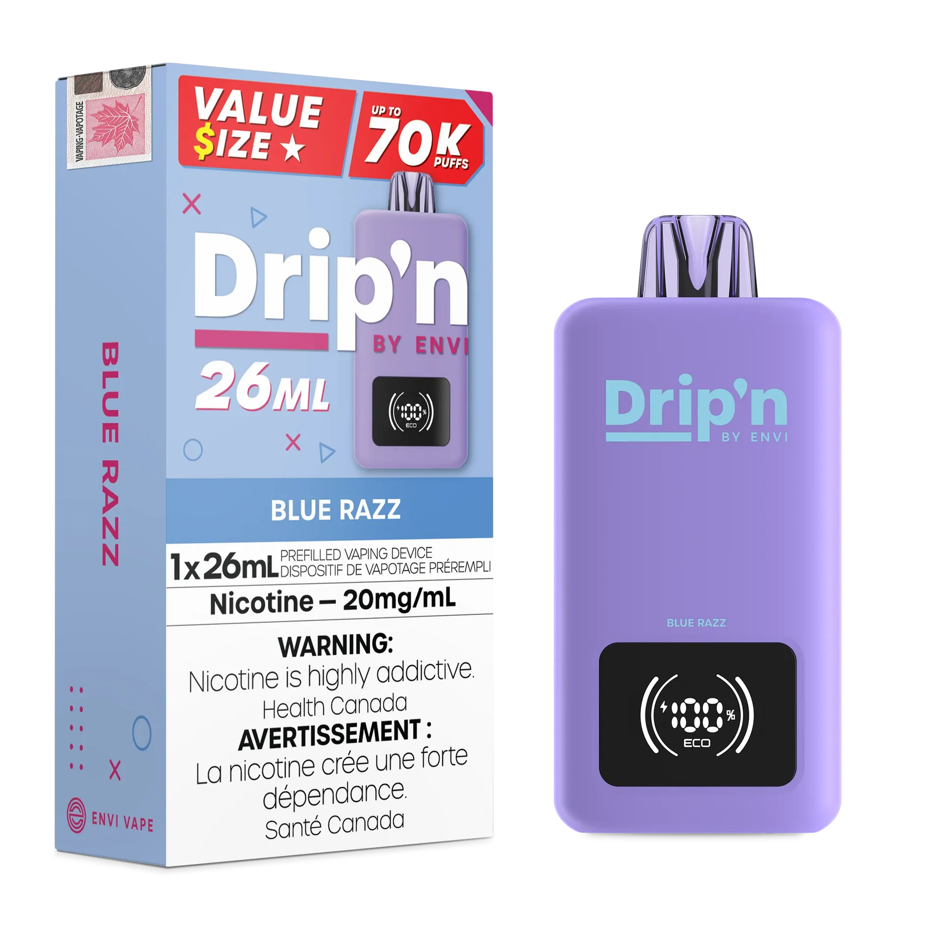 Blue Razz Drip'n 26mL - Disposable 70K by DRIP'N