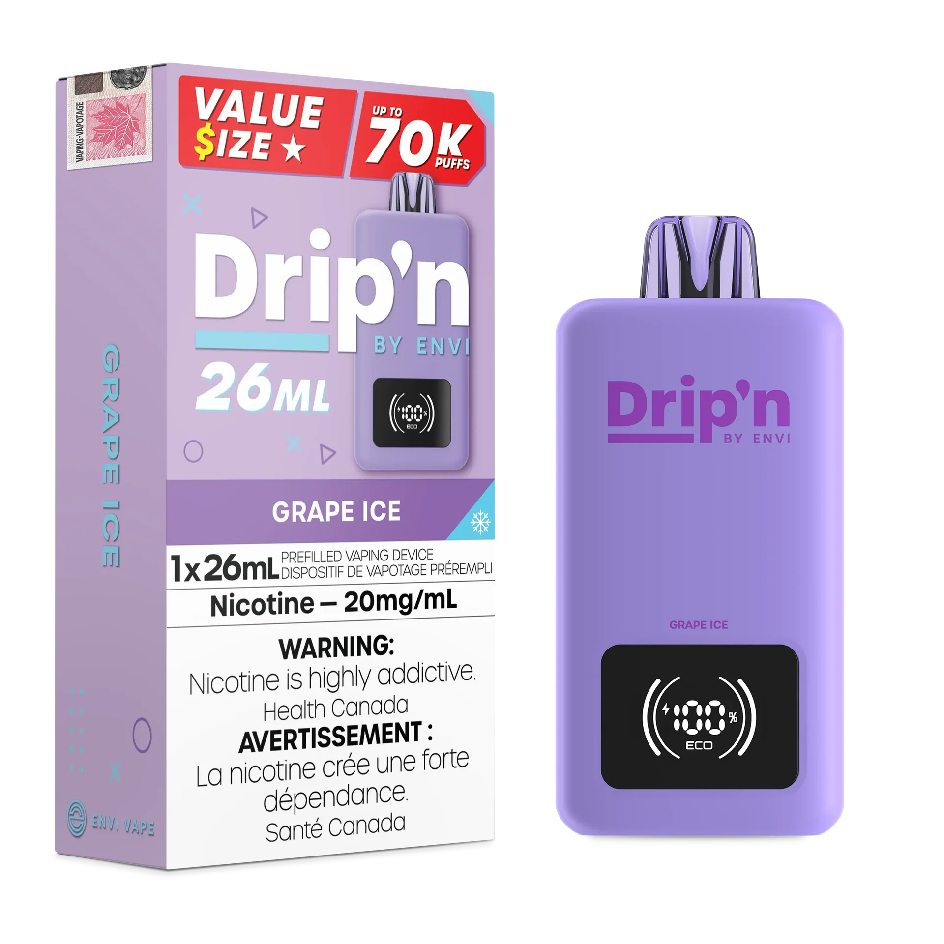 Grape Ice Drip'n 26mL - Disposable 70K by DRIP'N