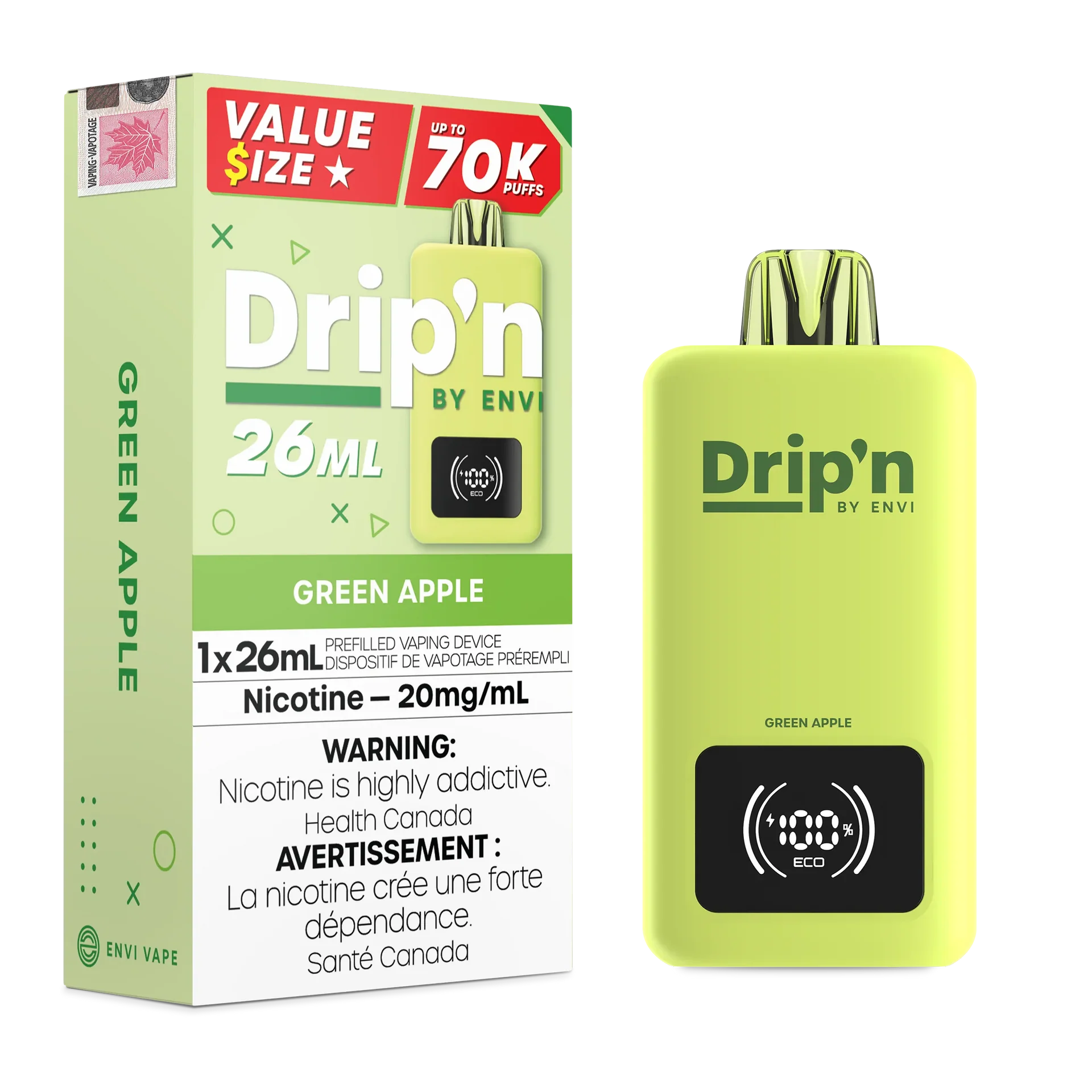 Green Apple Drip'n 26mL - Disposable 70K by DRIP'N