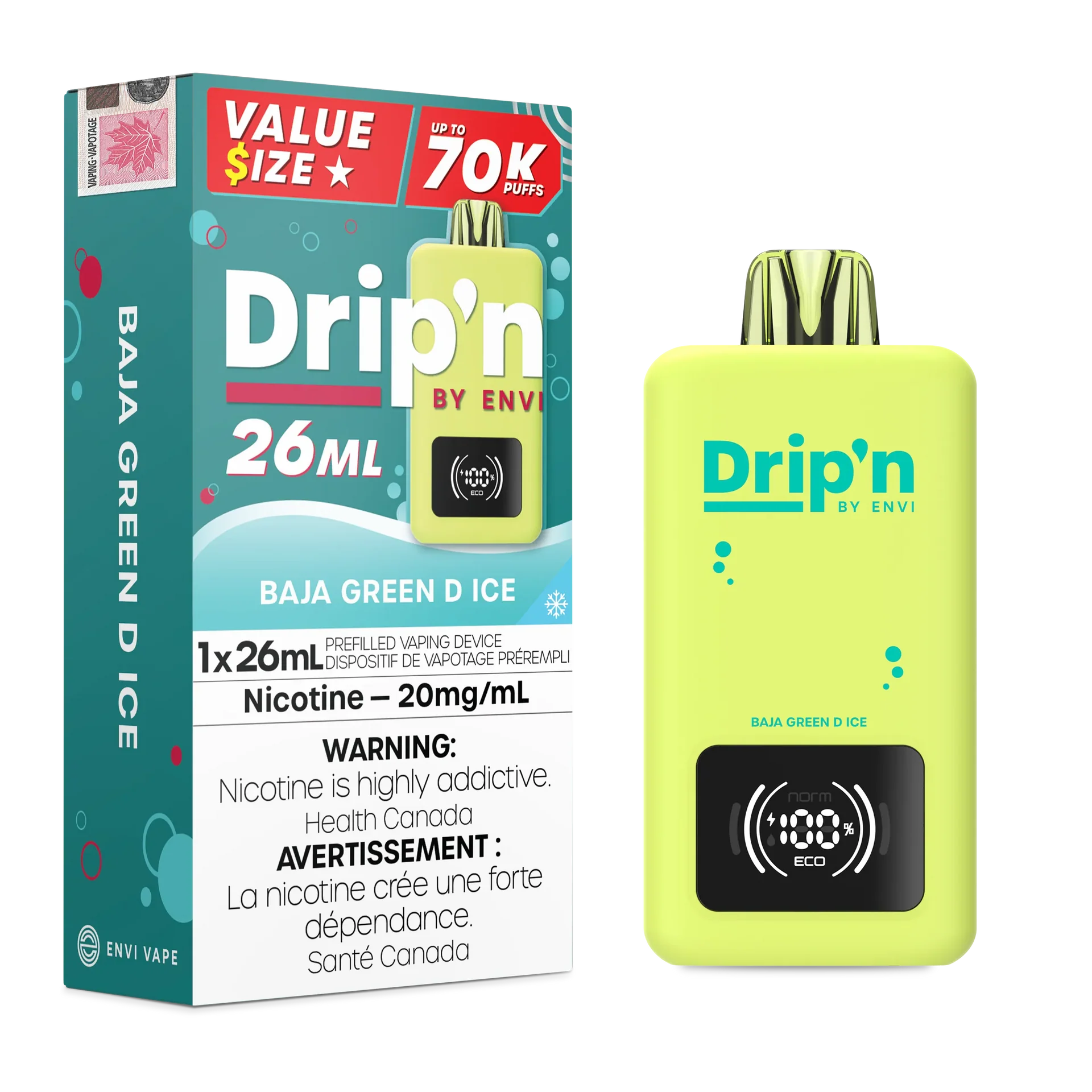 Baja Green D Ice Drip'n 26mL - Disposable 70K by DRIP'N
