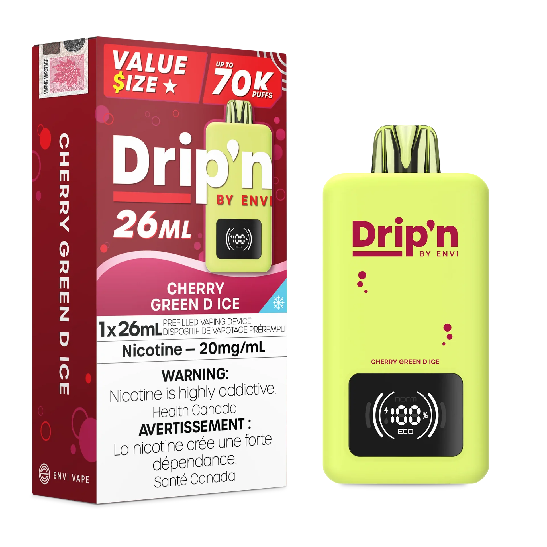 Cherry Green D Ice Drip'n 26mL - Disposable 70K by DRIP'N