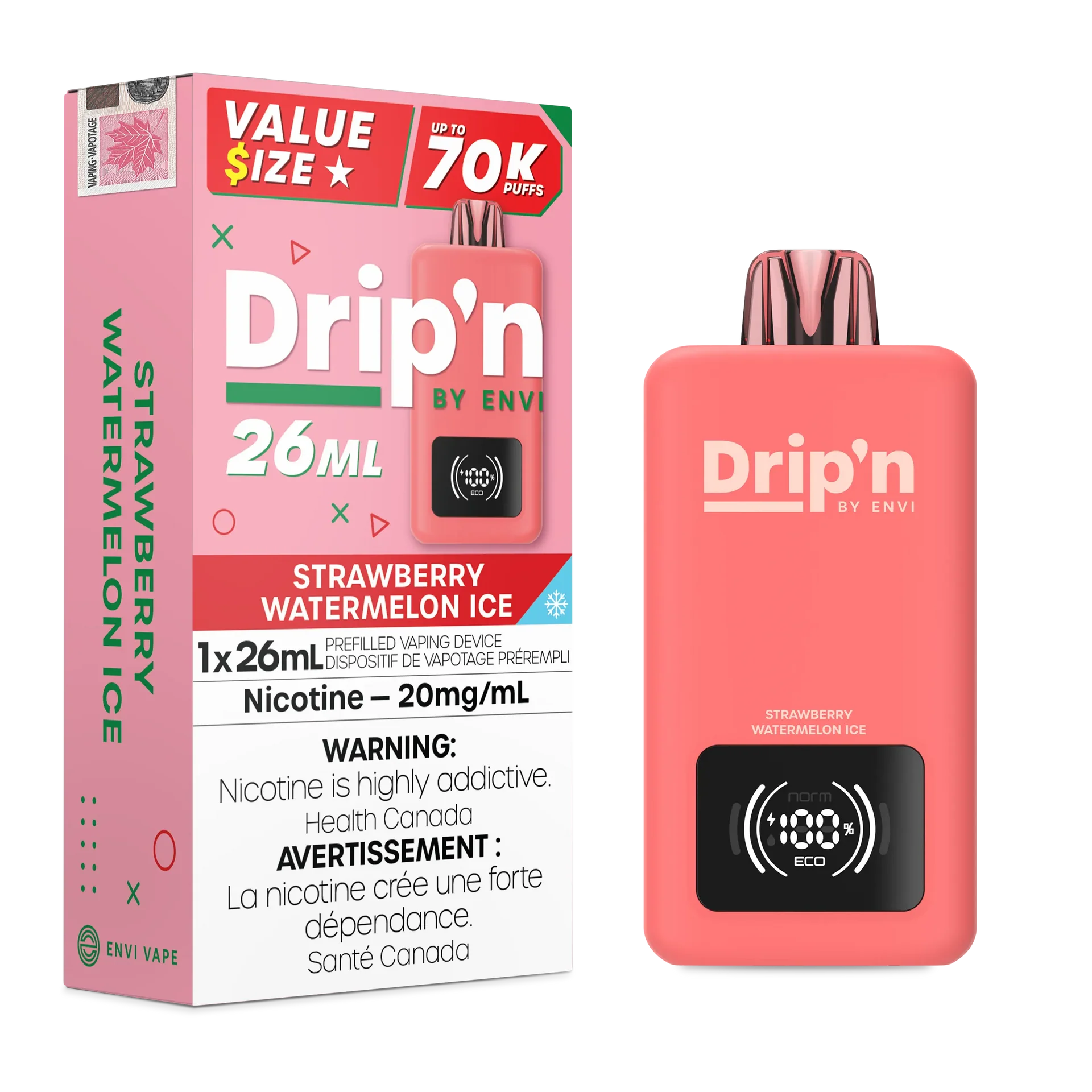 Strawberry Watermelon Ice Drip'n 26mL - Disposable 70K by DRIP'N