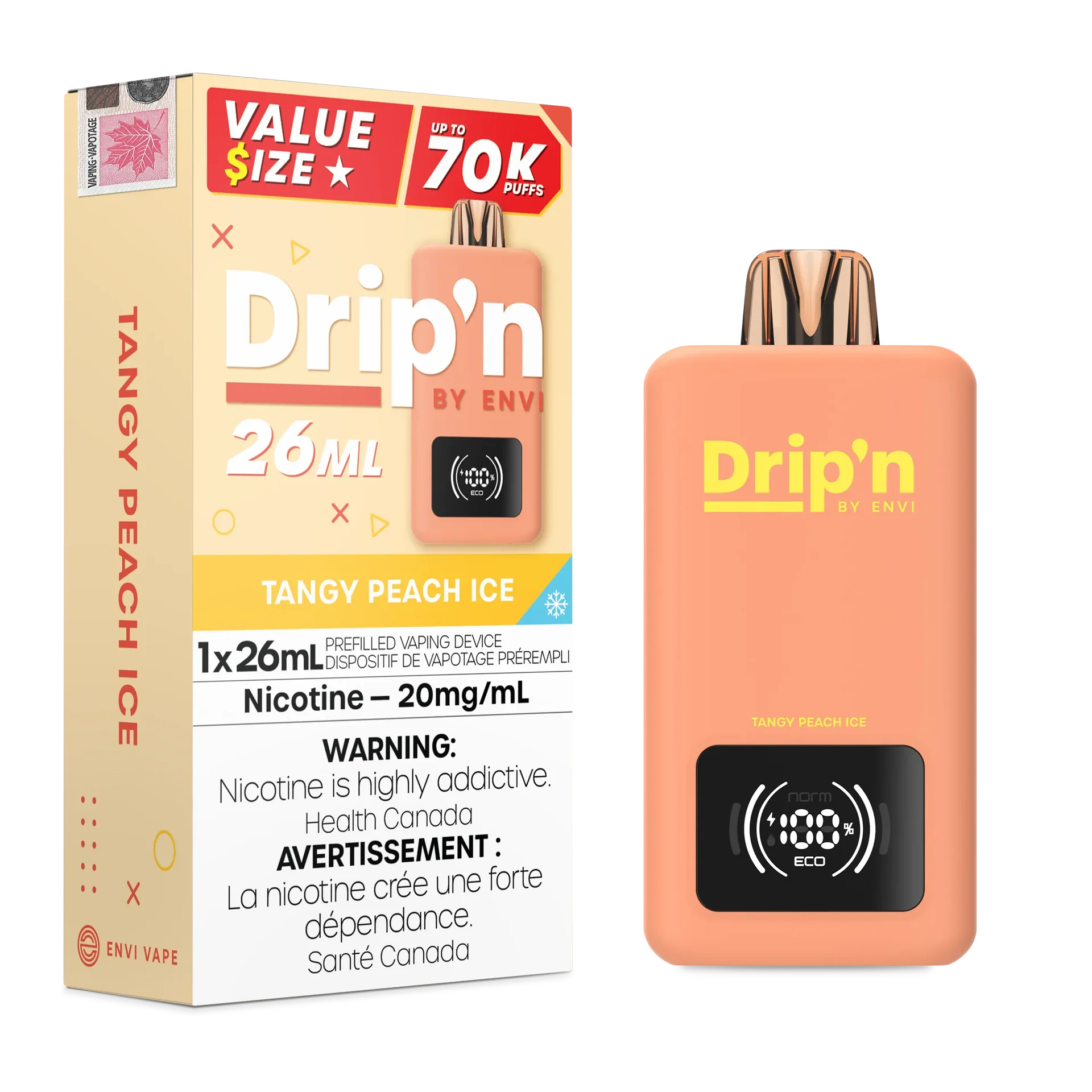 Tangy Peach Ice Drip'n 26mL - Disposable 70K by DRIP'N
