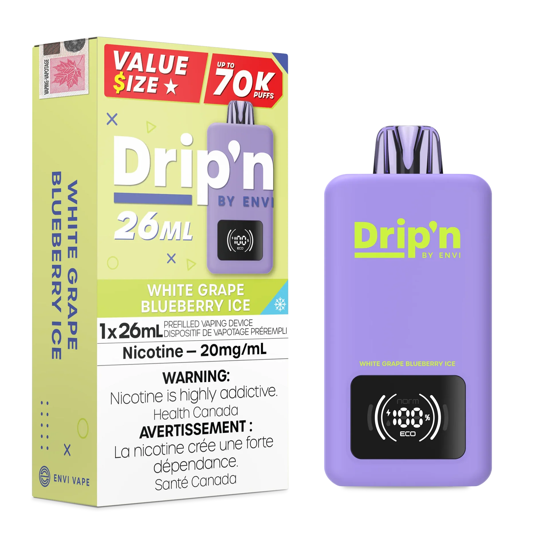 White Grape Blueberry Ice Drip'n 26mL - Disposable 70K by DRIP'N