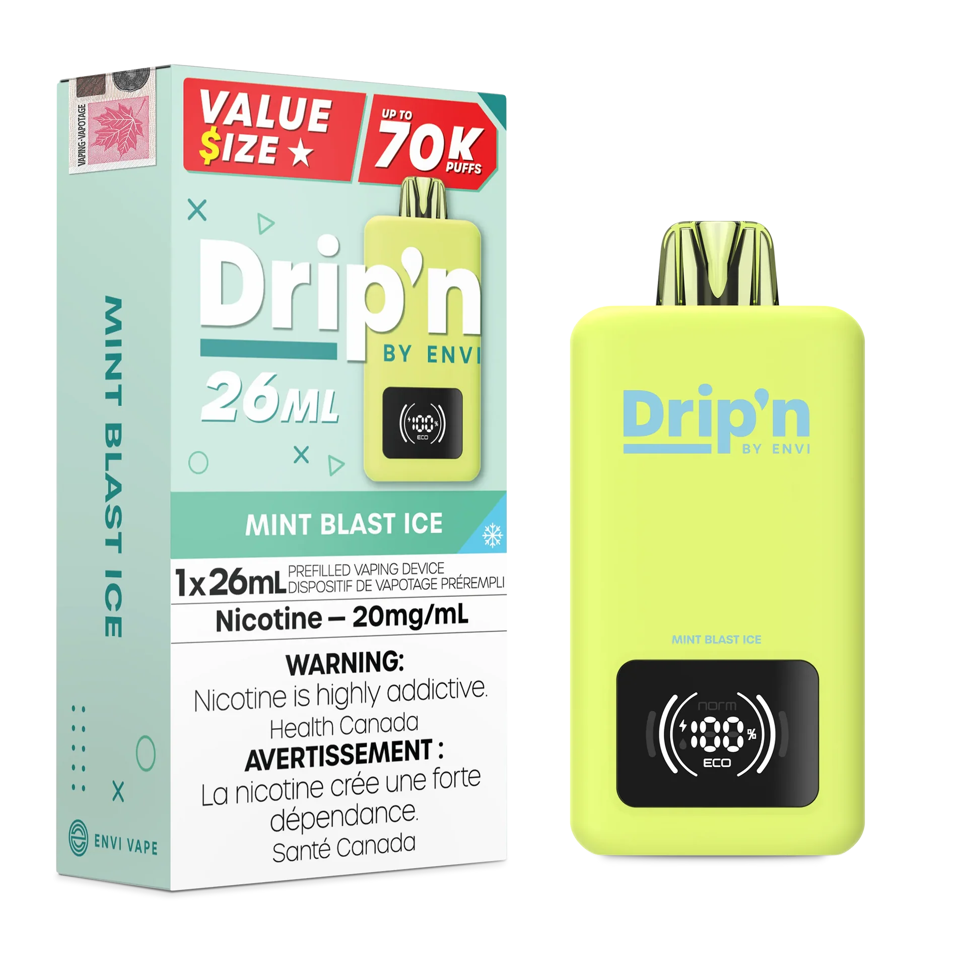 Mint Blast Ice Drip'n 26mL - Disposable 70K by DRIP'N