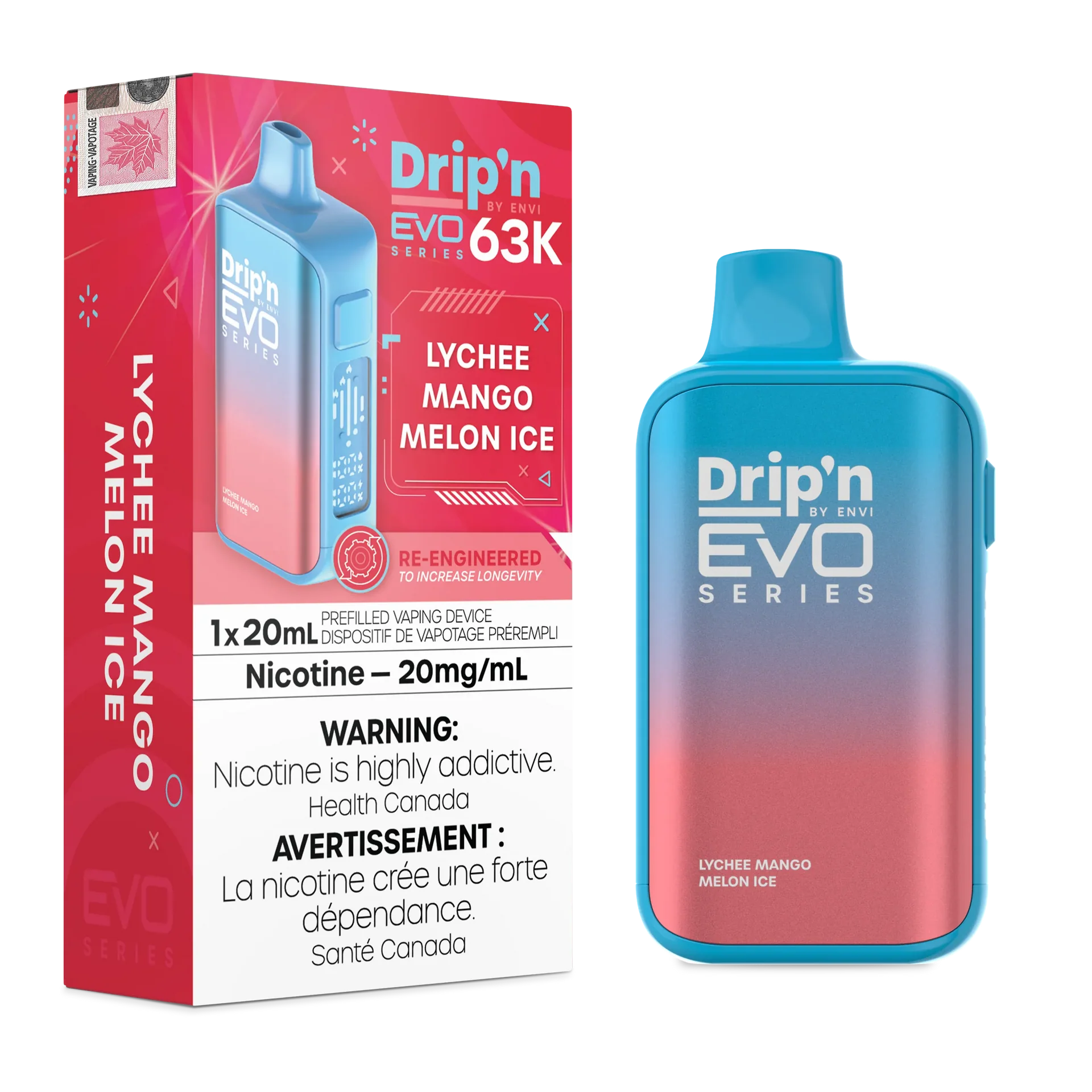 Lychee Mango Melon Ice Drip'n by Envi EVO 63K - Disposable Vape by DRIP'N — view 1