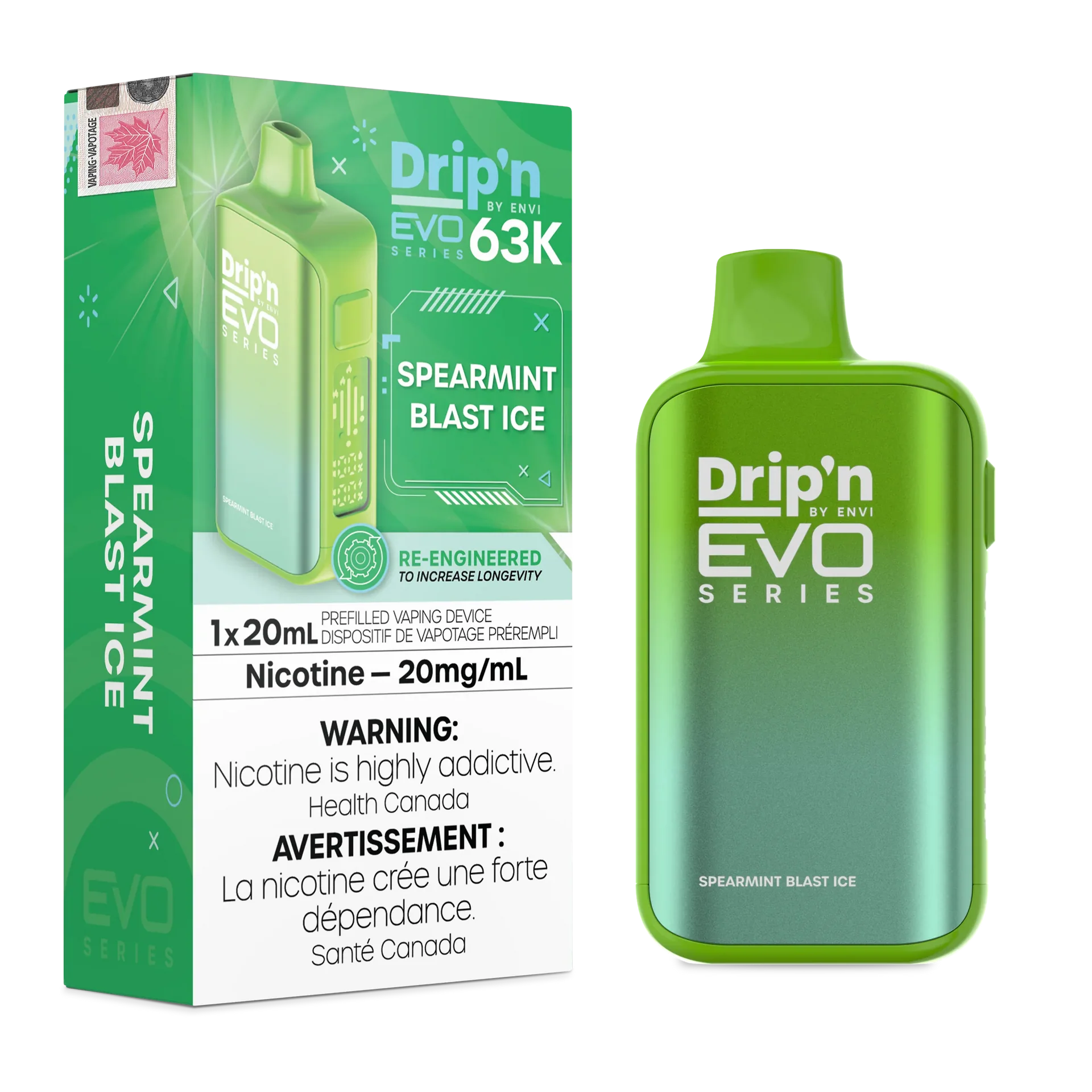 Spearmint Blast Ice Drip'n by Envi EVO 63K - Disposable Vape