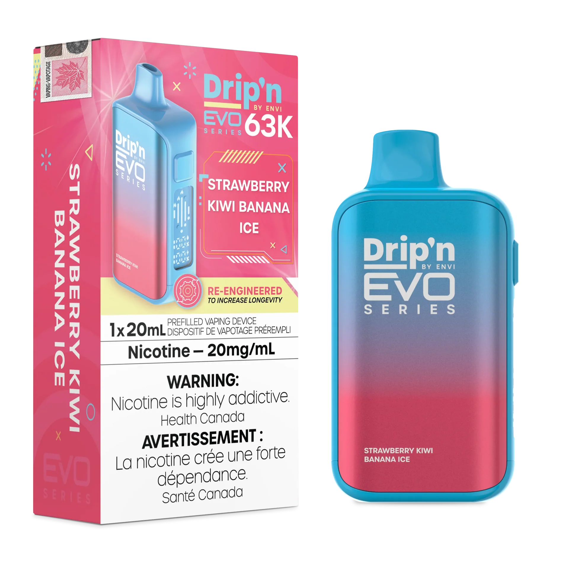 Strawberry Kiwi Banana Ice Drip'n by Envi EVO 63K - Disposable Vape