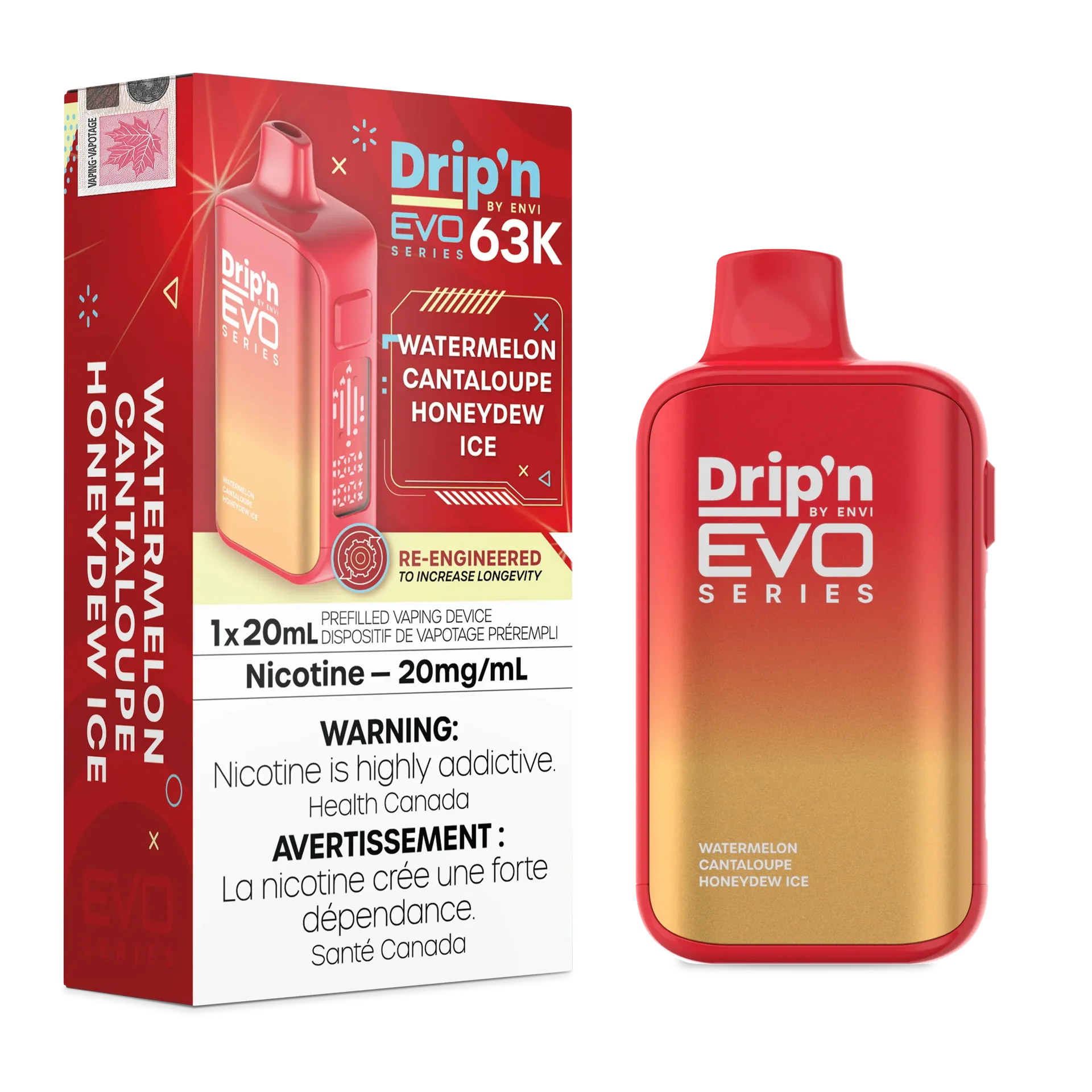 Watermelon Cantaloupe Honeydew Ice Drip'n by Envi EVO 63K - Disposable Vape