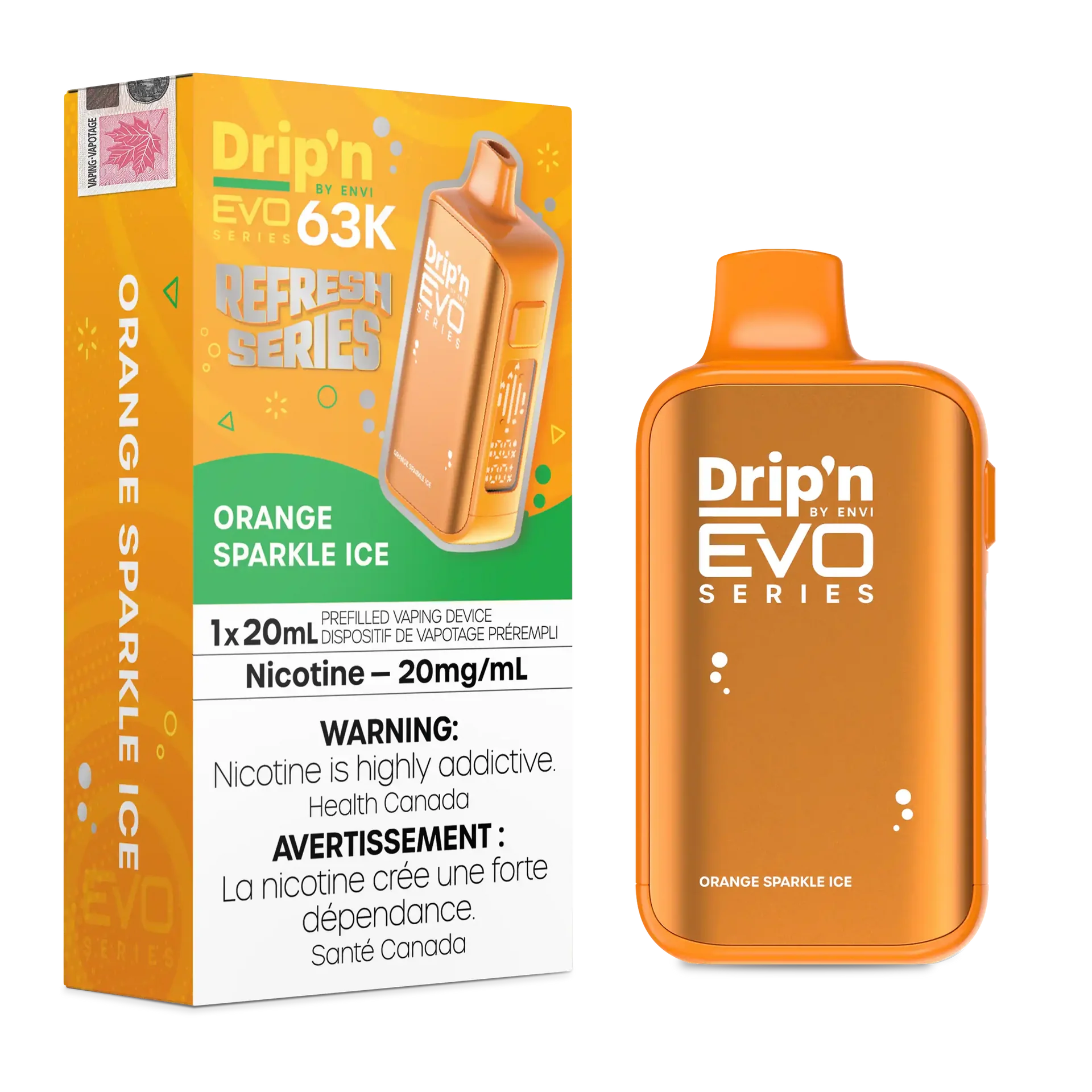 Orange Sparkle Ice Drip'n by Envi EVO 63K - Disposable Vape - view 1