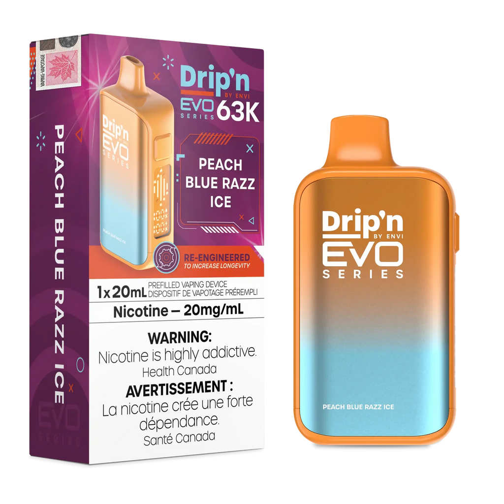 Peach Blue Razz Ice Drip'n by Envi EVO 63K - Disposable Vape