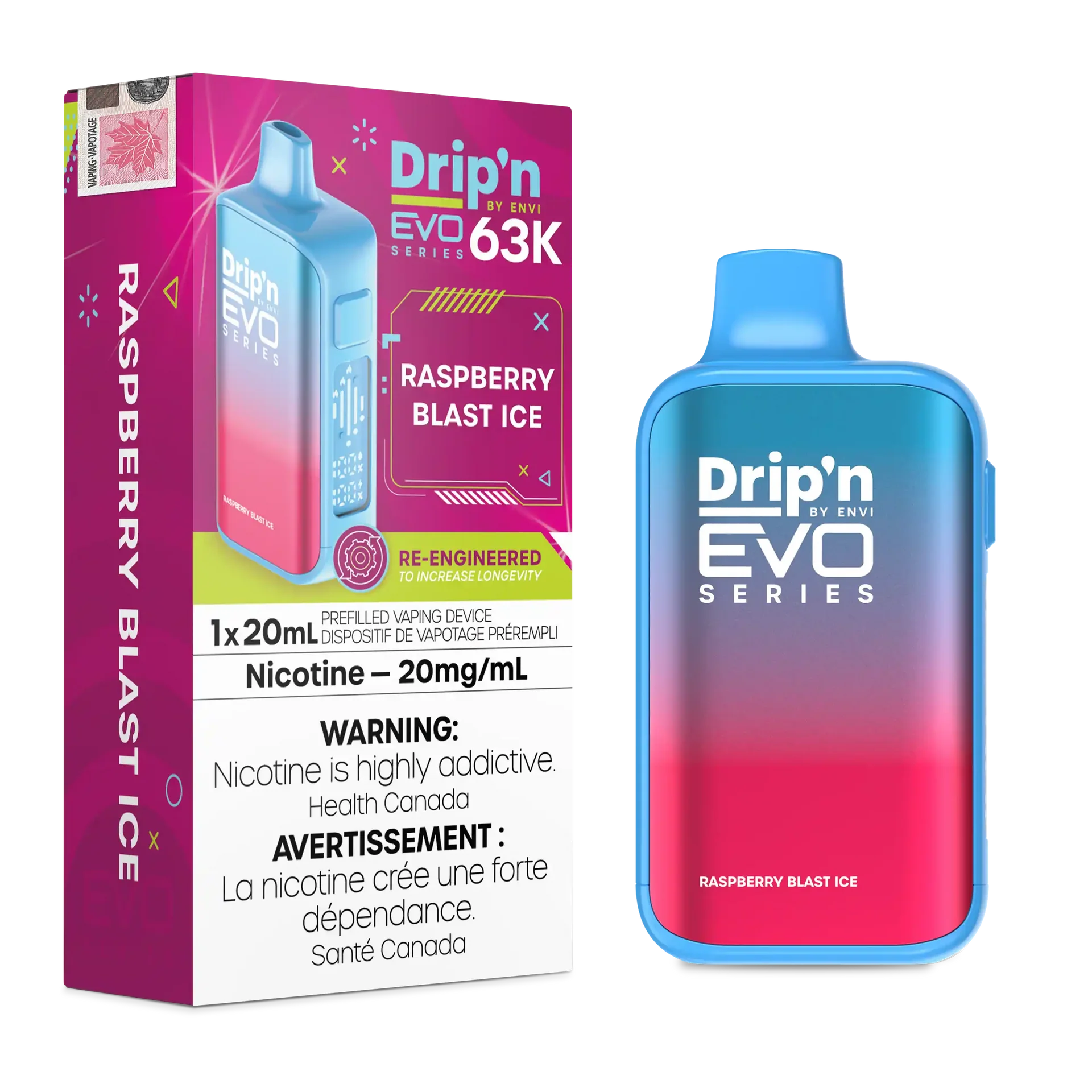 Raspberry Blast Ice Drip'n by Envi EVO 63K - Disposable Vape