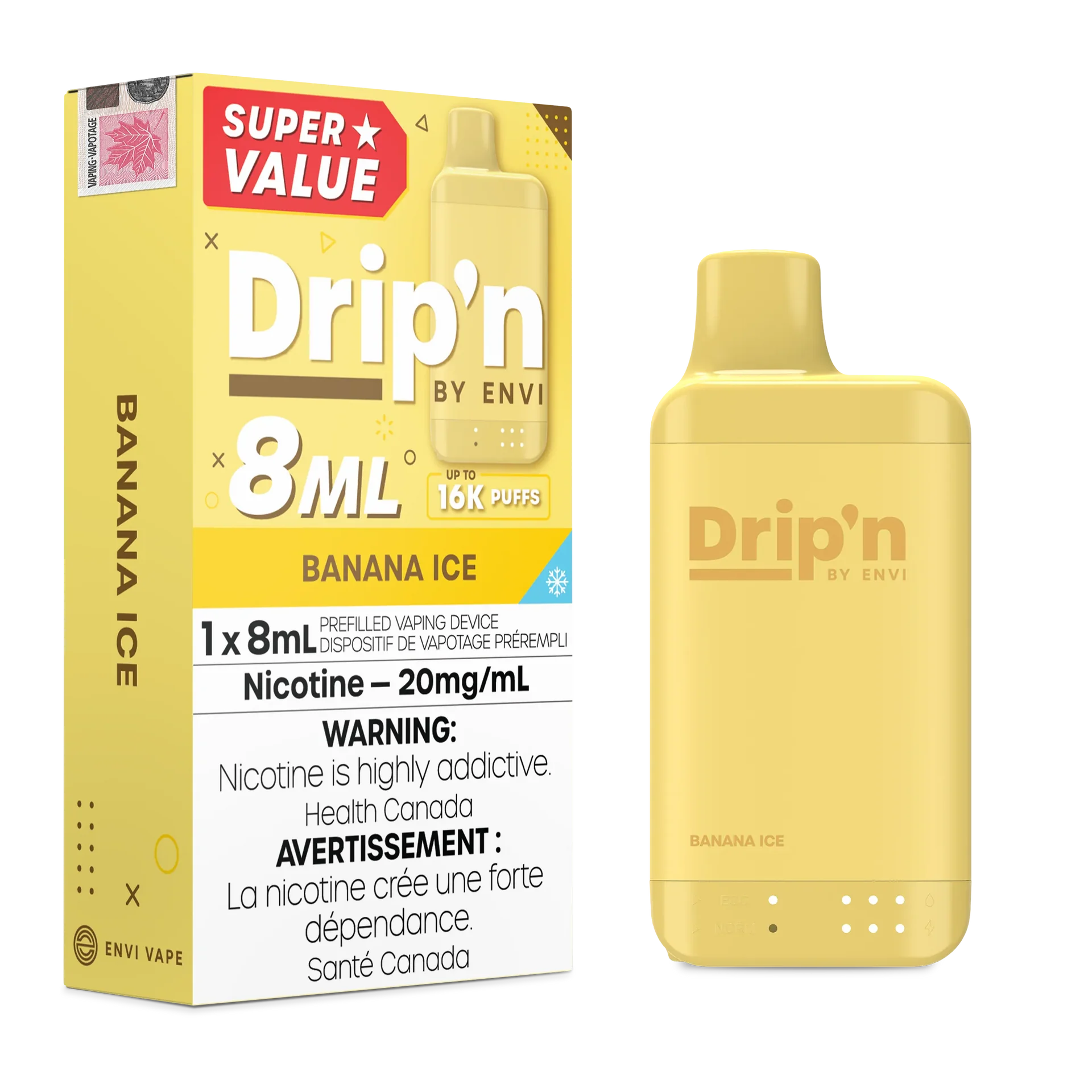 Banana Ice Drip'n by Envi 8ml - Disposable 16K by DRIP'N