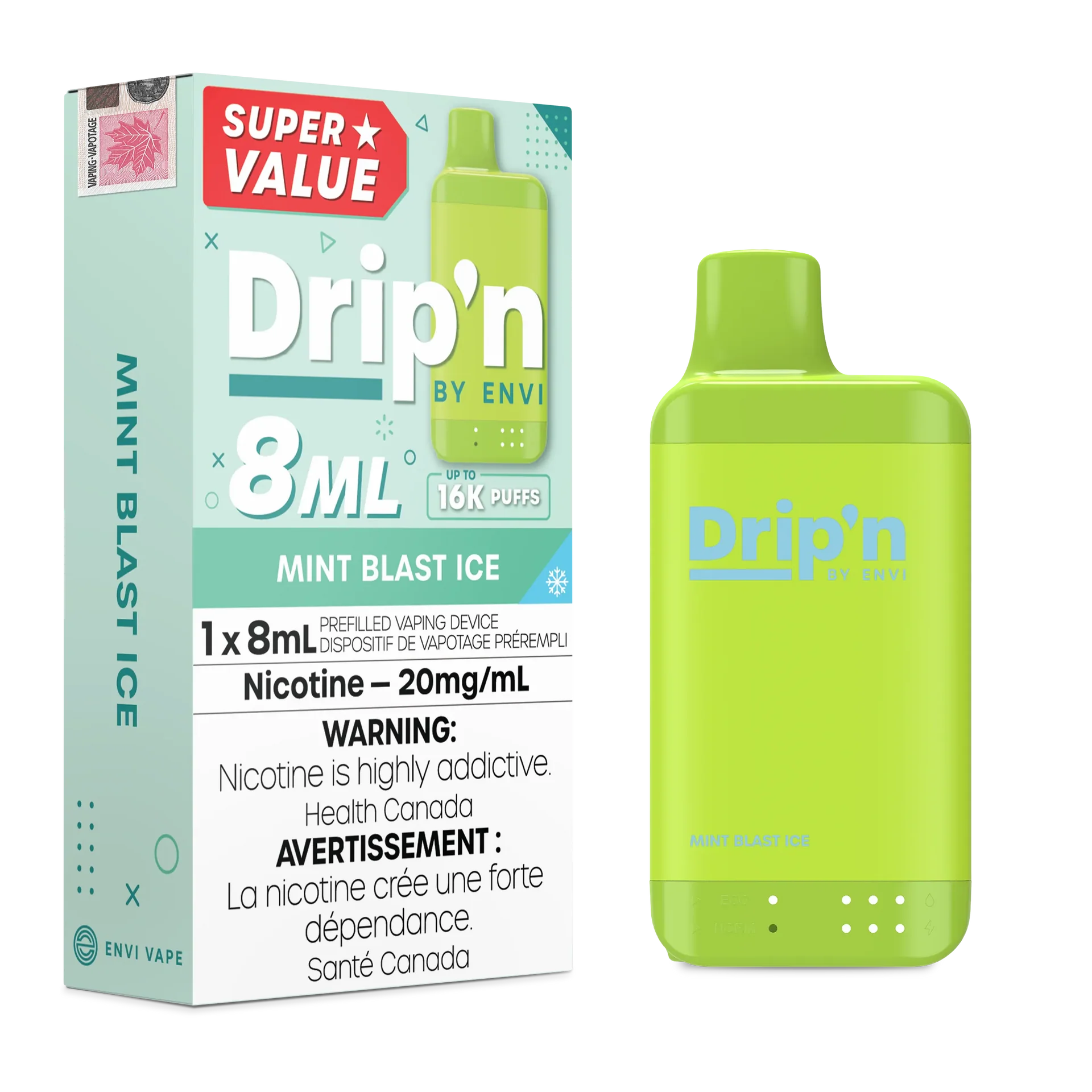 Mint Blast Ice Drip'n by Envi 8ml - Disposable 16K by DRIP'N