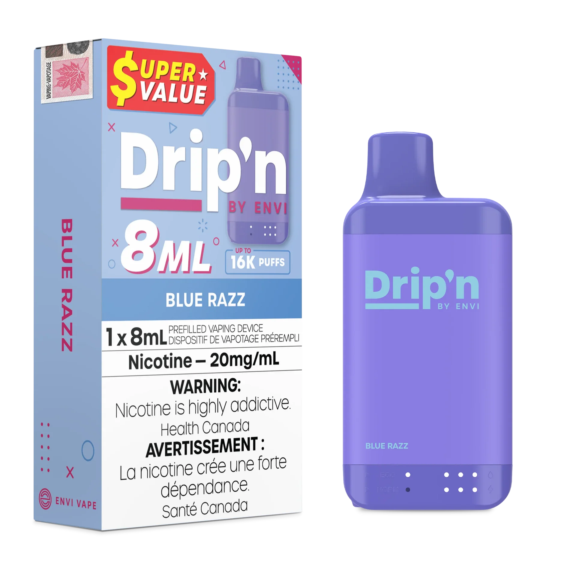 Blue Razz Drip'n by Envi 8ml - Disposable 16K by DRIP'N