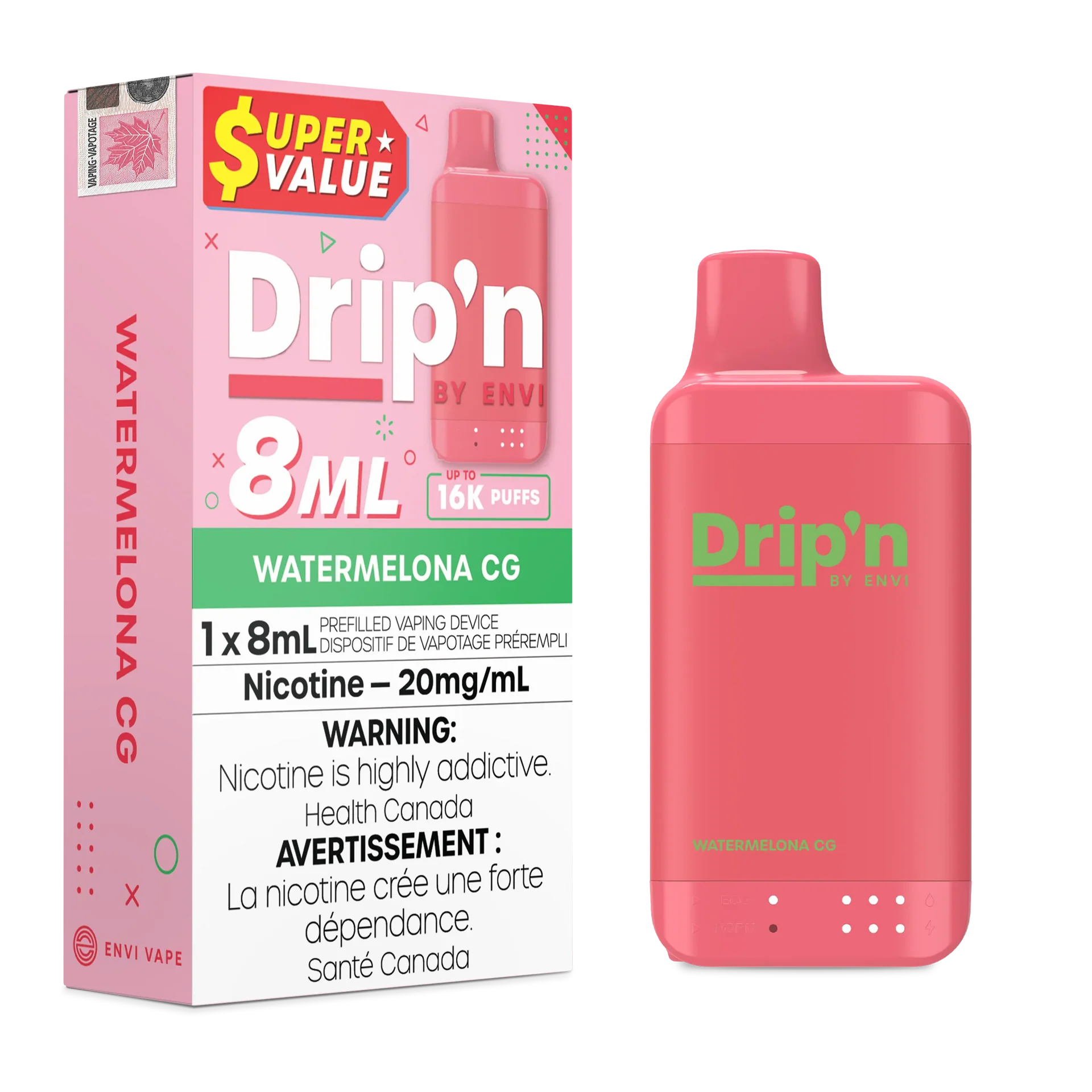 Watermelon CG Drip'n by Envi 8ml - Disposable 16K by DRIP'N