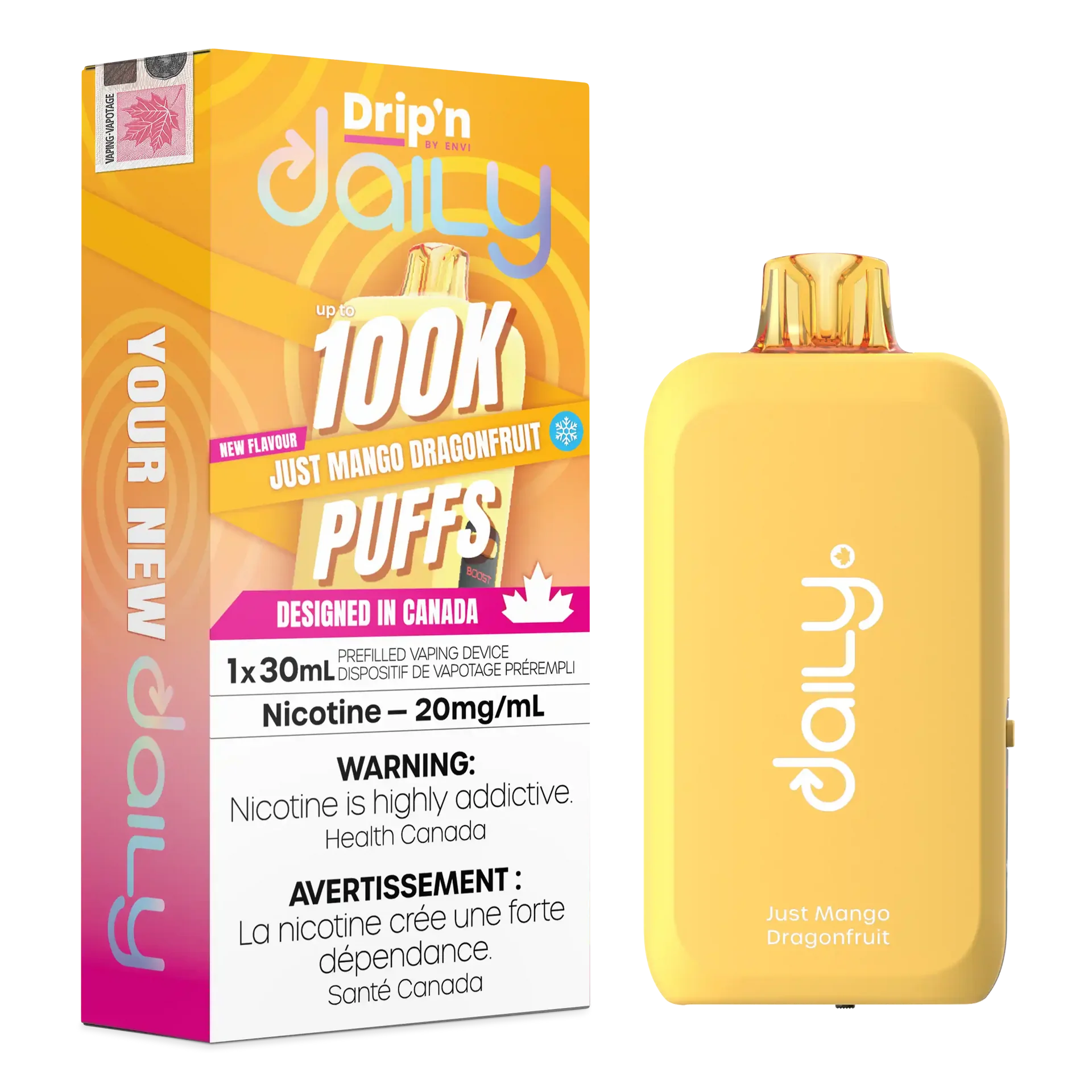 Just Mango Dragonfruit Drip'N Daily 30mL - Disposable Vape 100K by DRIP'N