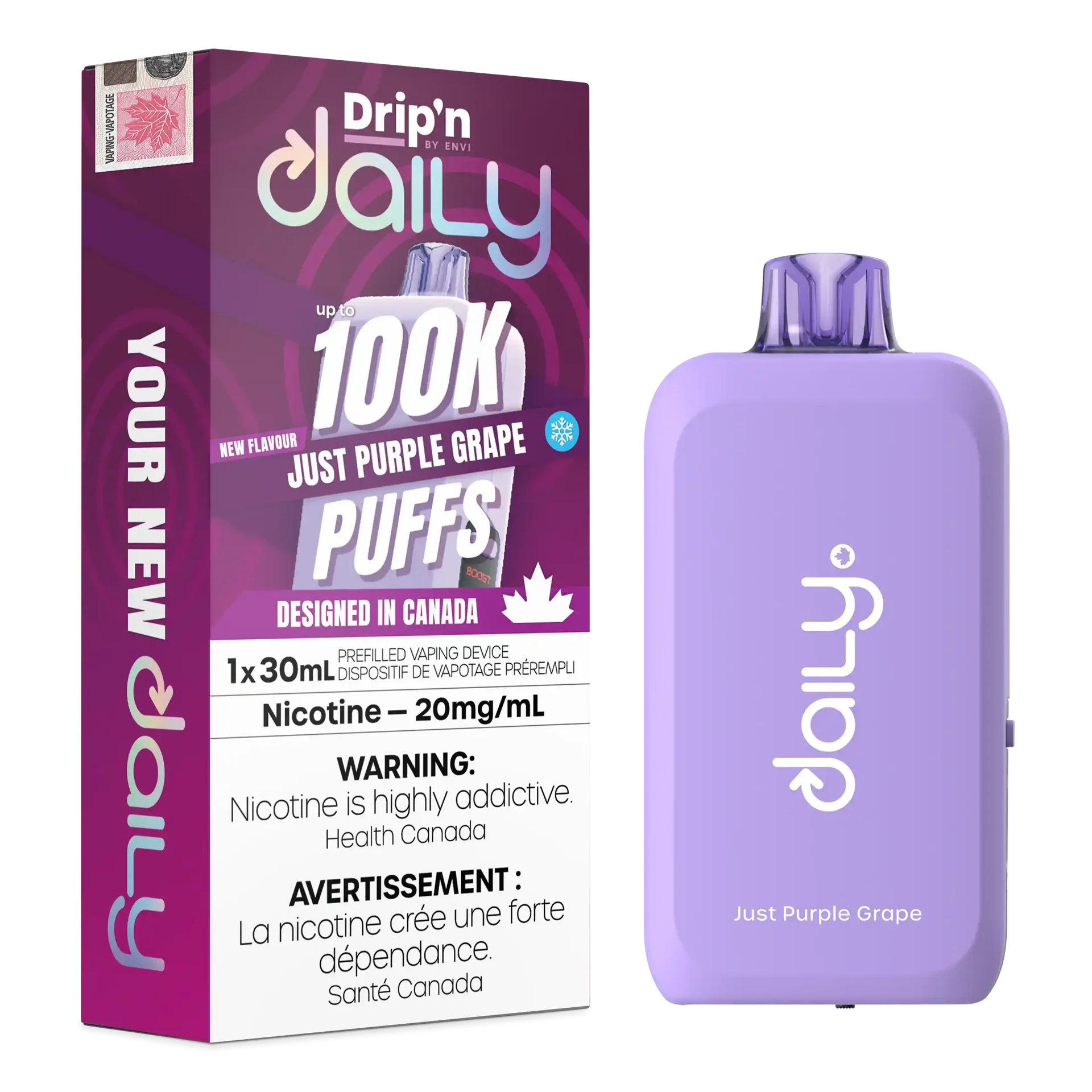Just Purple Grape Drip'N Daily 30mL - Disposable Vape 100K by DRIP'N