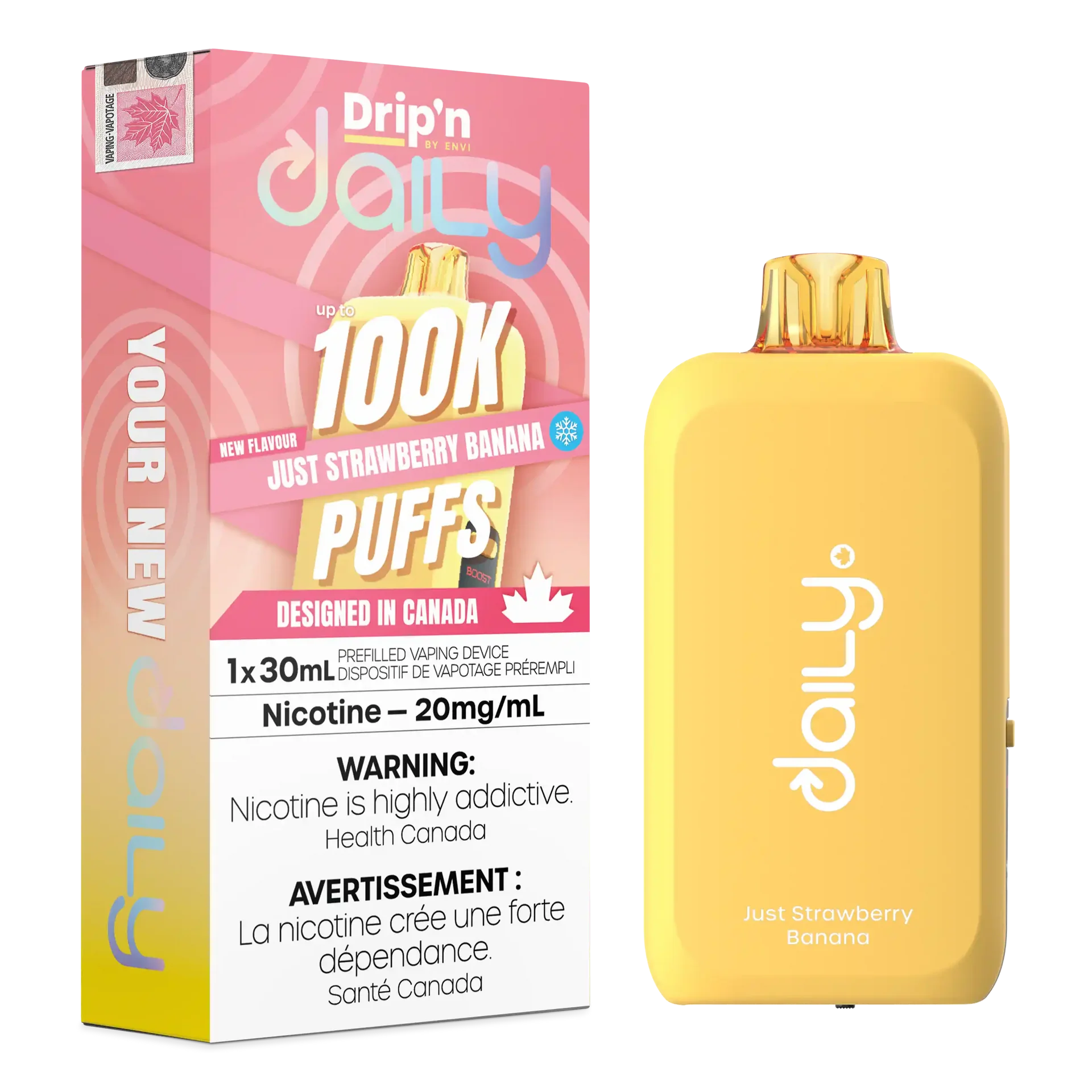 Just Strawberry Banana Drip'N Daily 30mL - Disposable Vape 100K by DRIP'N