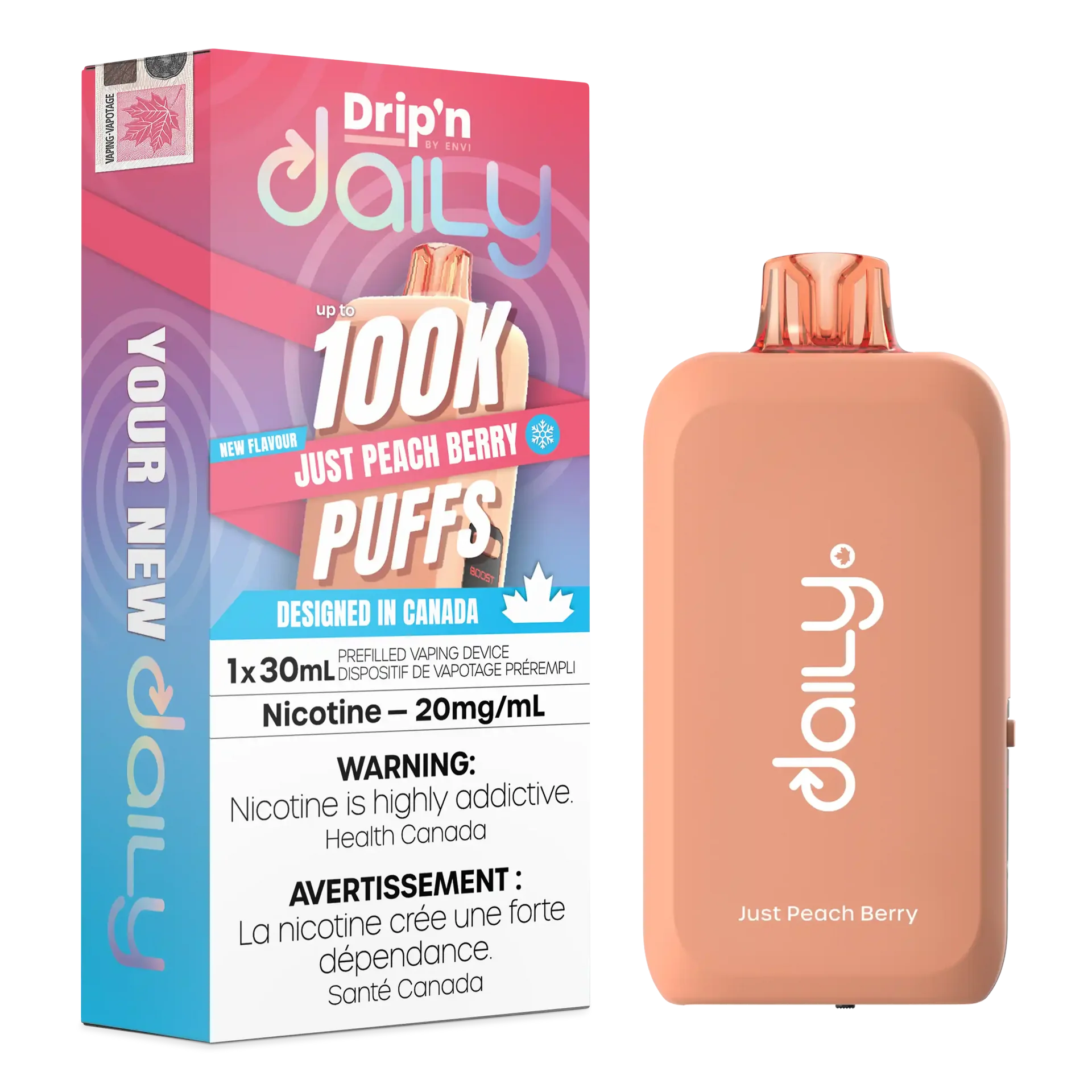 Just Peach Berry Drip'N Daily 30mL - Disposable Vape 100K