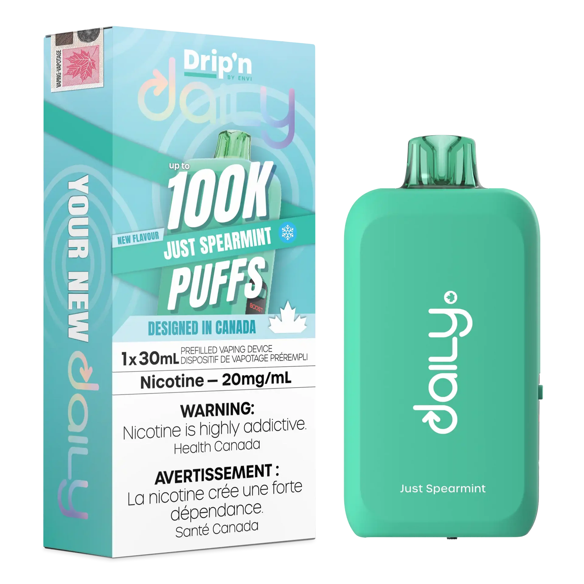 Just Spearmint Drip'N Daily 30mL - Disposable Vape 100K
