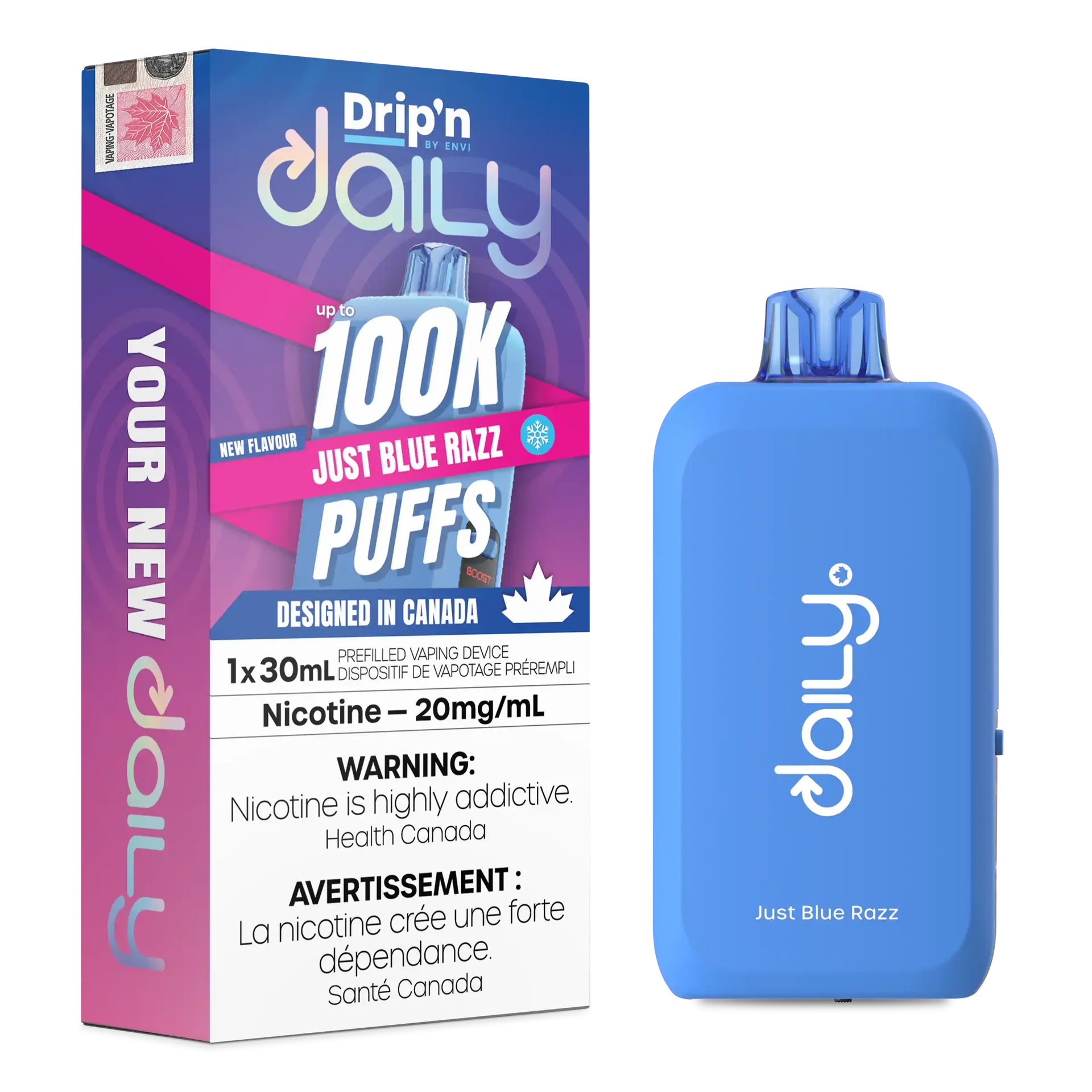 Just Blue Razz Drip'N Daily 30mL - Disposable Vape 100K