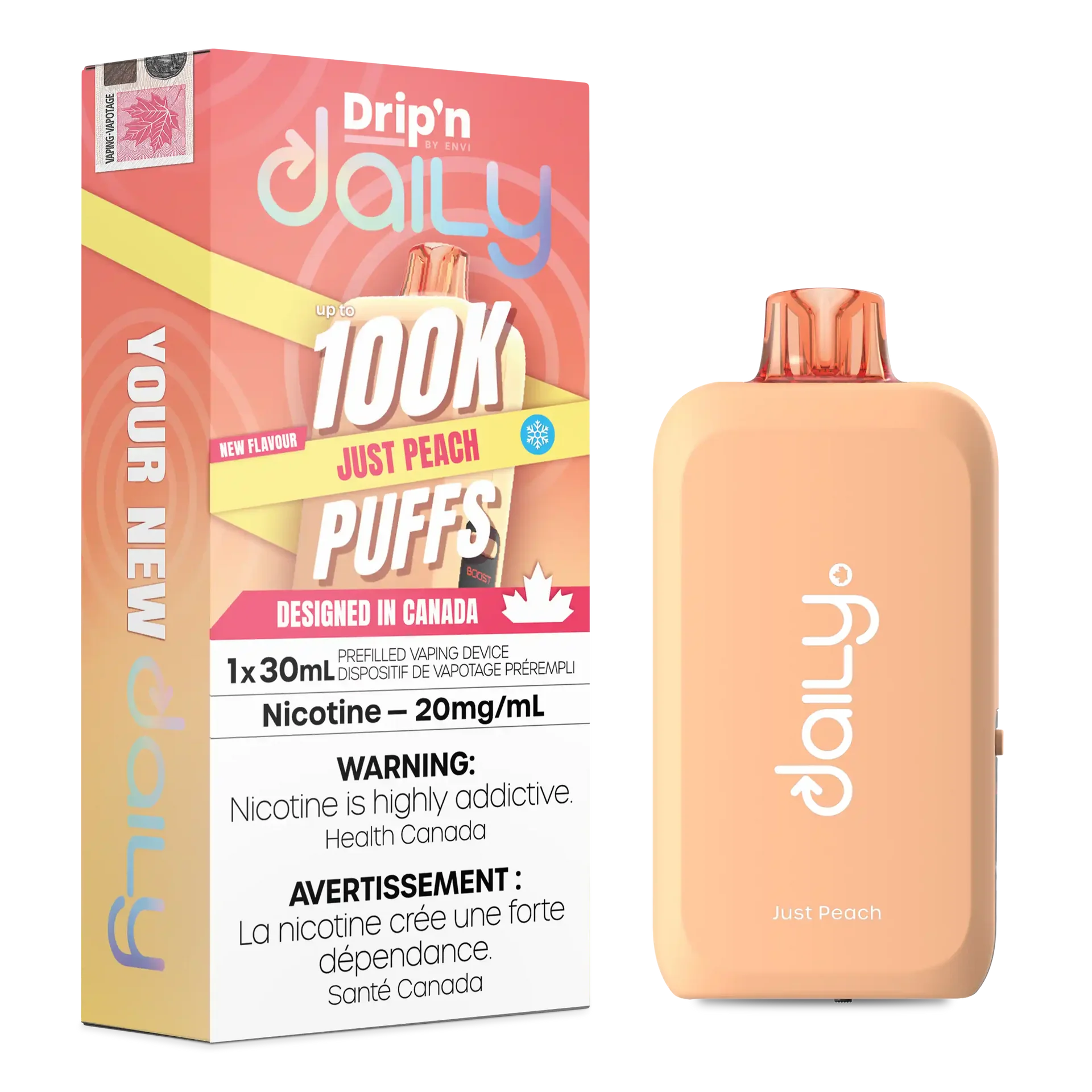 Just Peach Drip'N Daily 30mL - Disposable Vape 100K