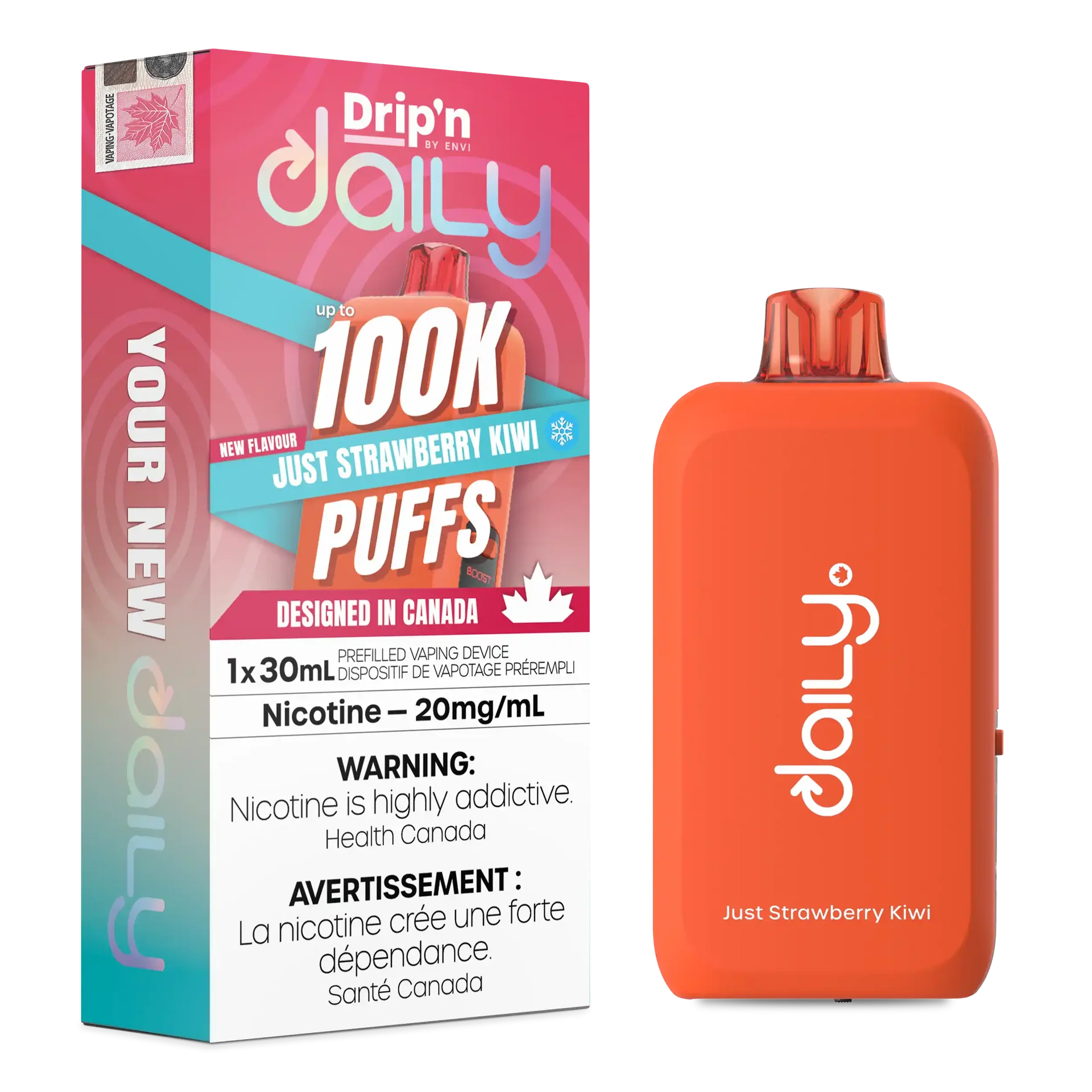 Just Strawberry Kiwi Drip'N Daily 30mL - Disposable Vape 100K