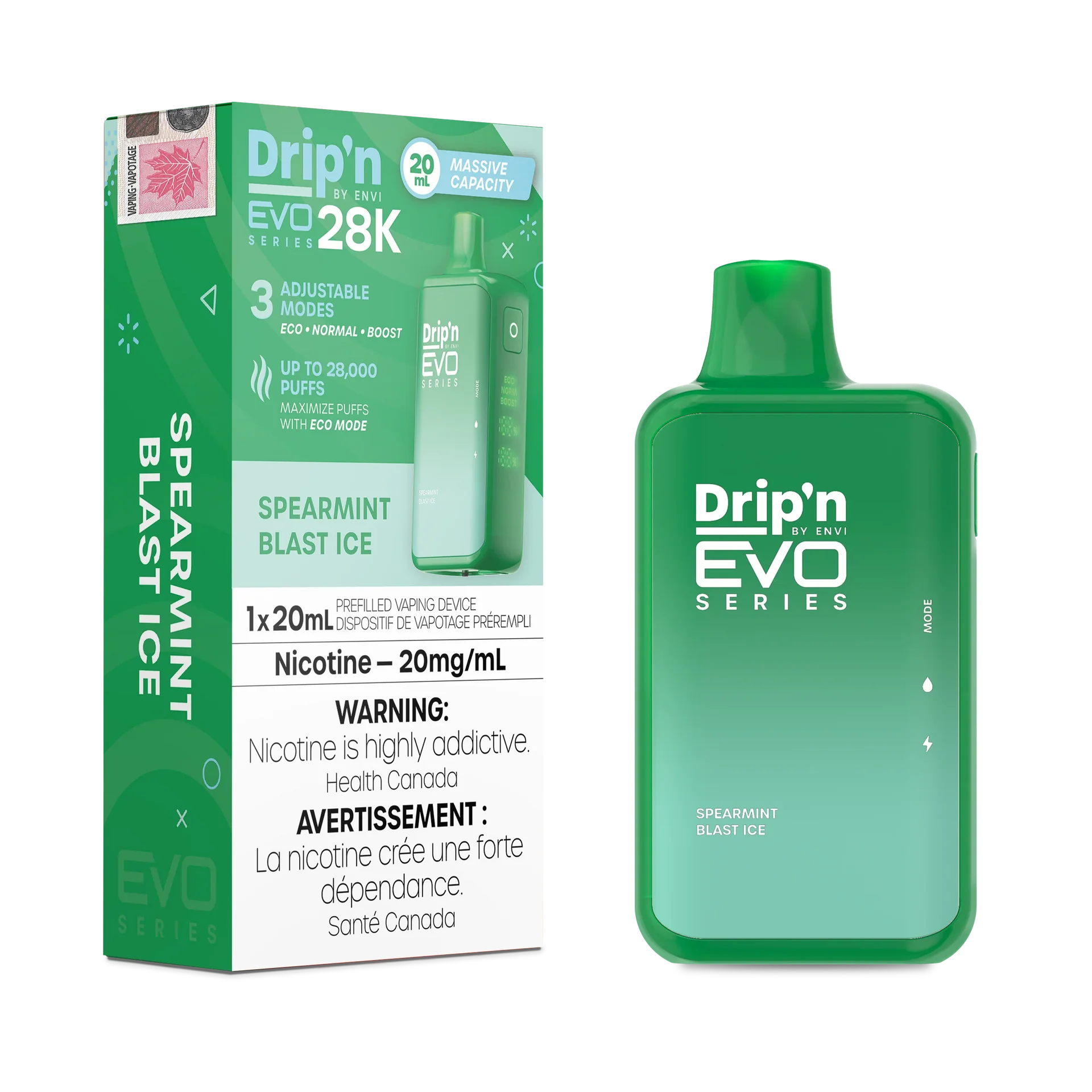 Spearmint Blast lce Drip'N Evo - Disposable 28K