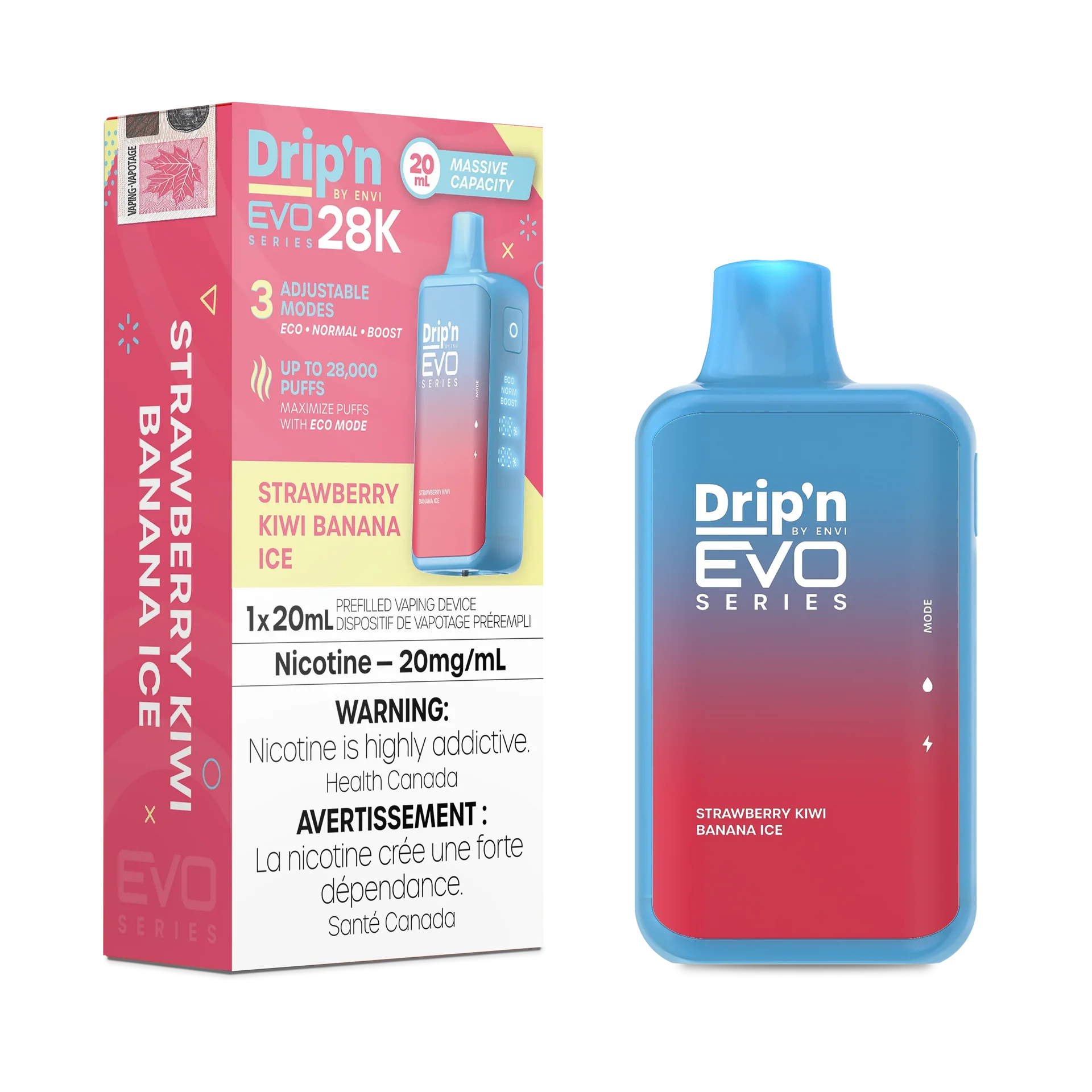 Strawberry Kiwi Banana lce Drip'N Evo - Disposable 28K