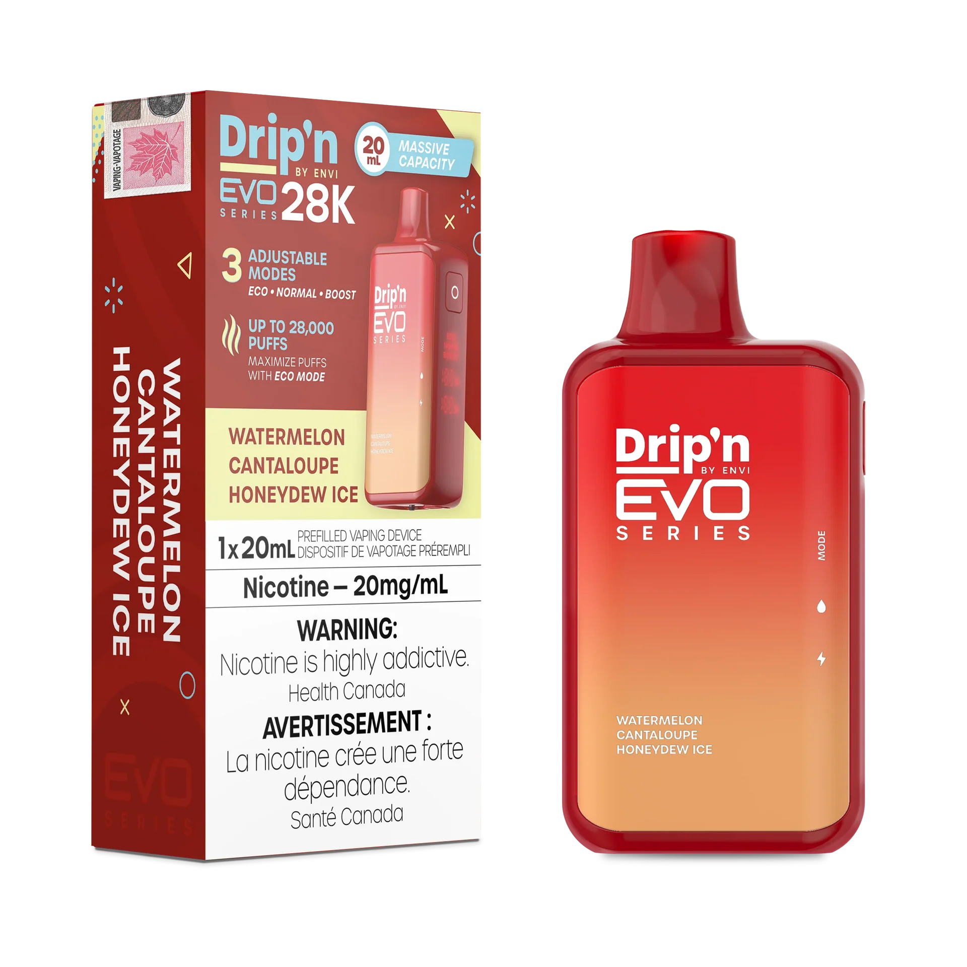 Watermelon Cantaloupe Honeydew Ice Drip'N Evo - Disposable 28K by DRIP'N