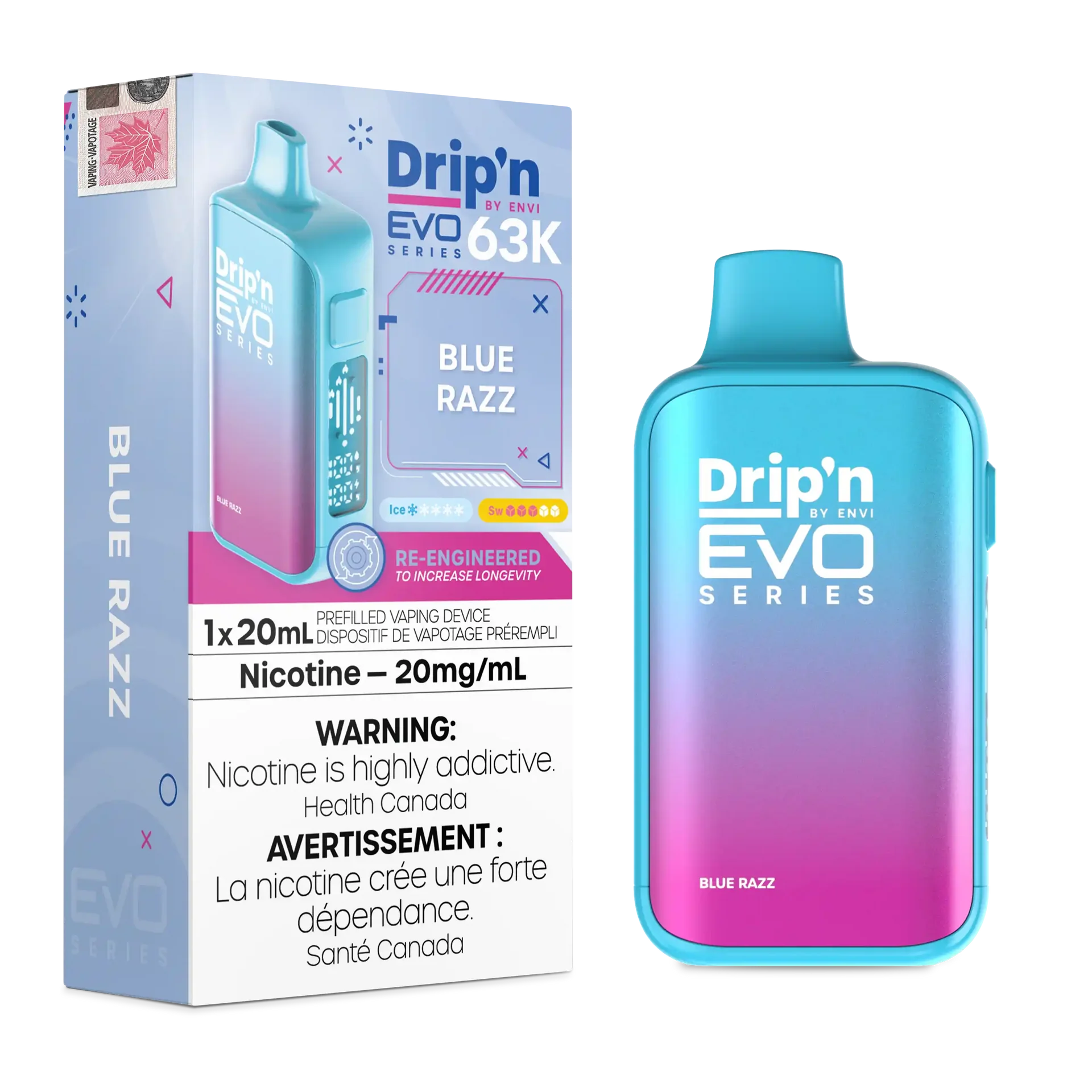 Blue Razz Drip'n by Envi EVO 63K - Disposable Vape by DRIP'N — view 1