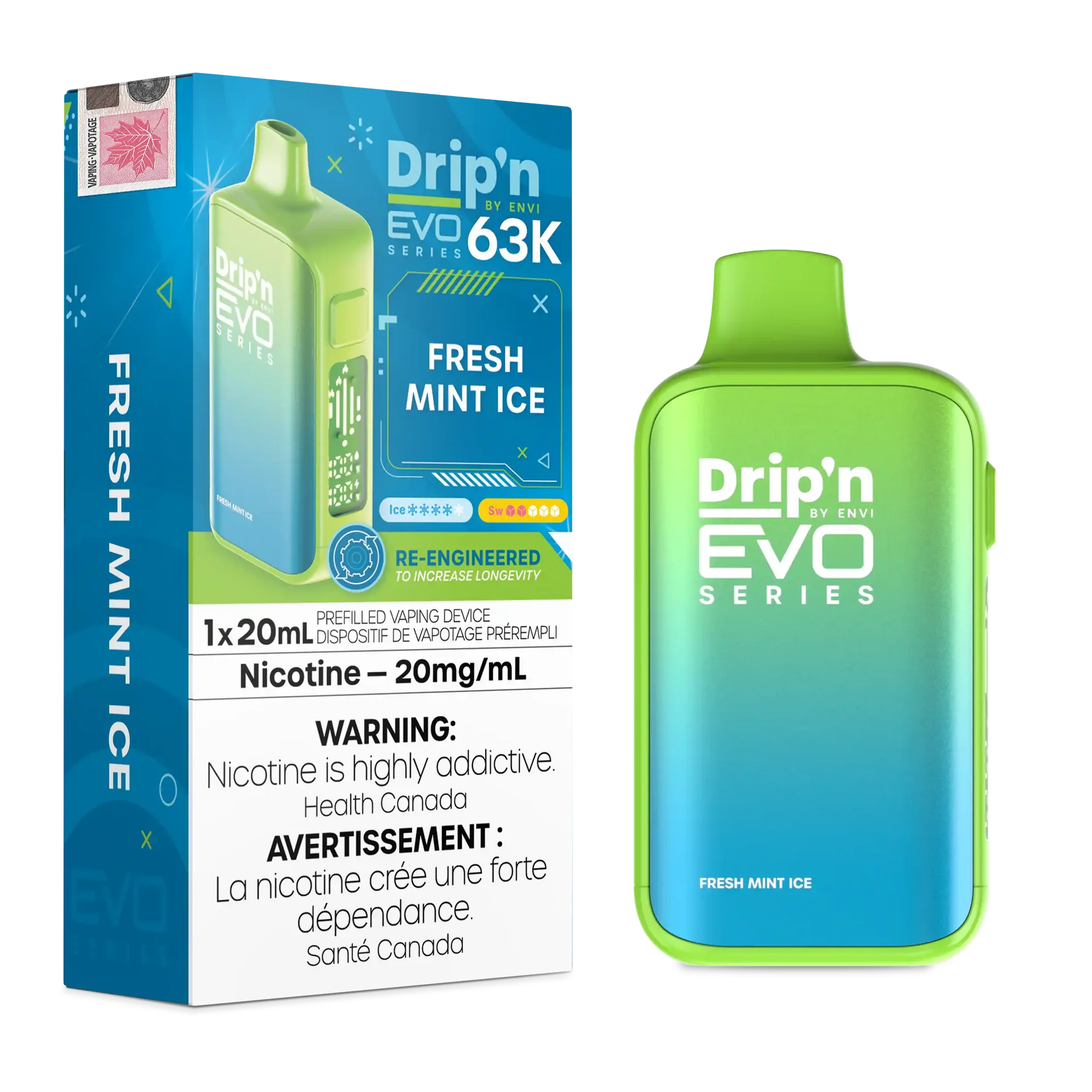Fresh Mint Ice Drip'n by Envi EVO 63K - Disposable Vape by DRIP'N — view 1