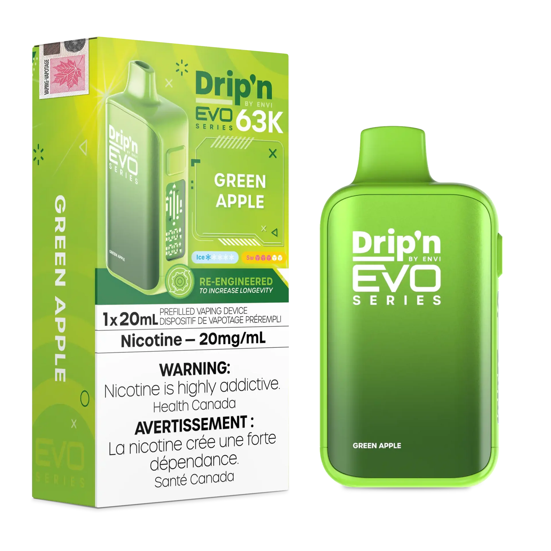Green Apple Drip'n by Envi EVO 63K - Disposable Vape by DRIP'N — view 1