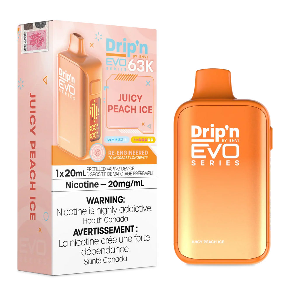 Juicy Peach Ice Drip'n by Envi EVO 63K - Disposable Vape by DRIP'N — view 1